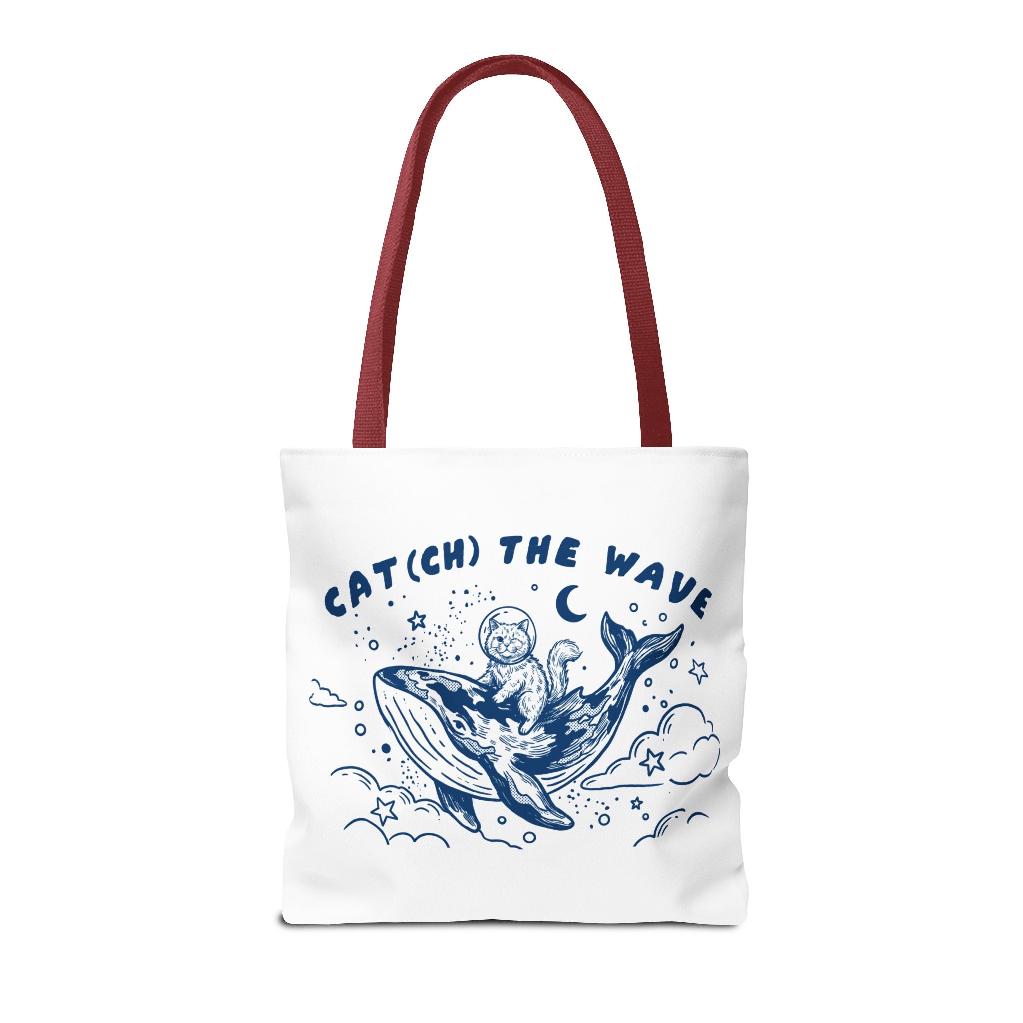 Cat Whale Adventure Tote Bag | Vintage Ocean Graphic Canvas Bag