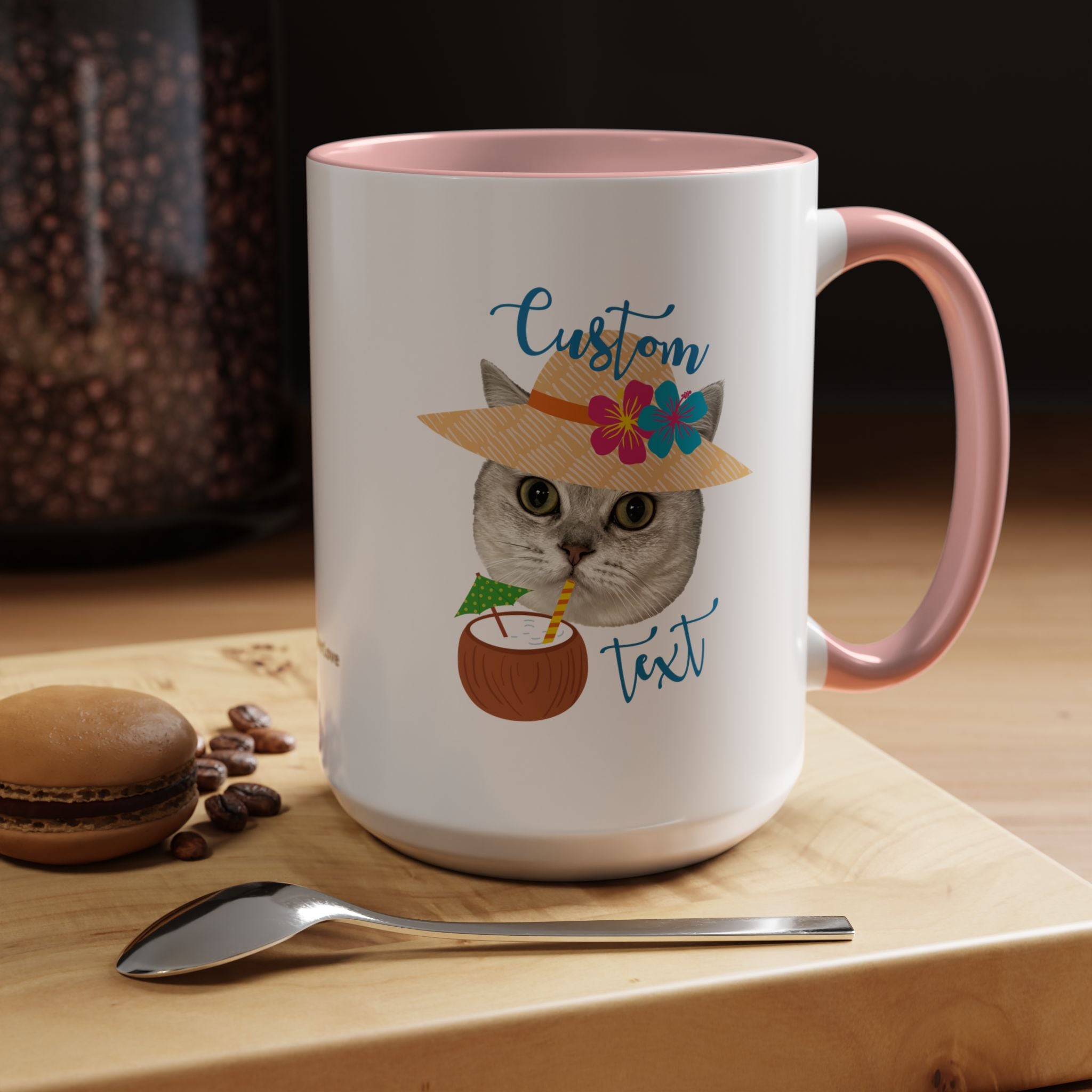 Personalized Summer Cat Mug | Custom Pet Portrait Coffee Cup