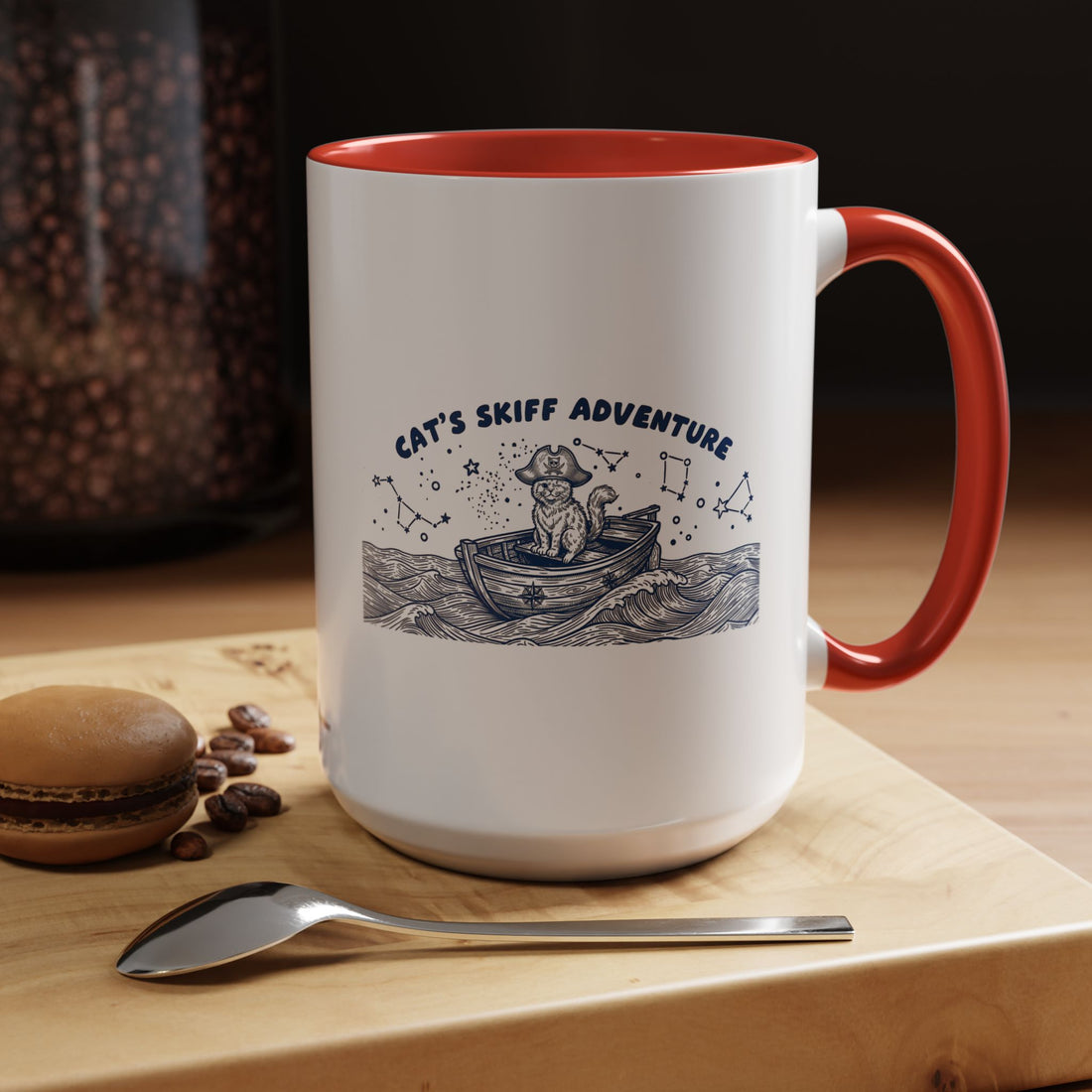 Cat's Skiff Adventure Ocean Mug - Cute Nautical Cat Lover Coffee Cup