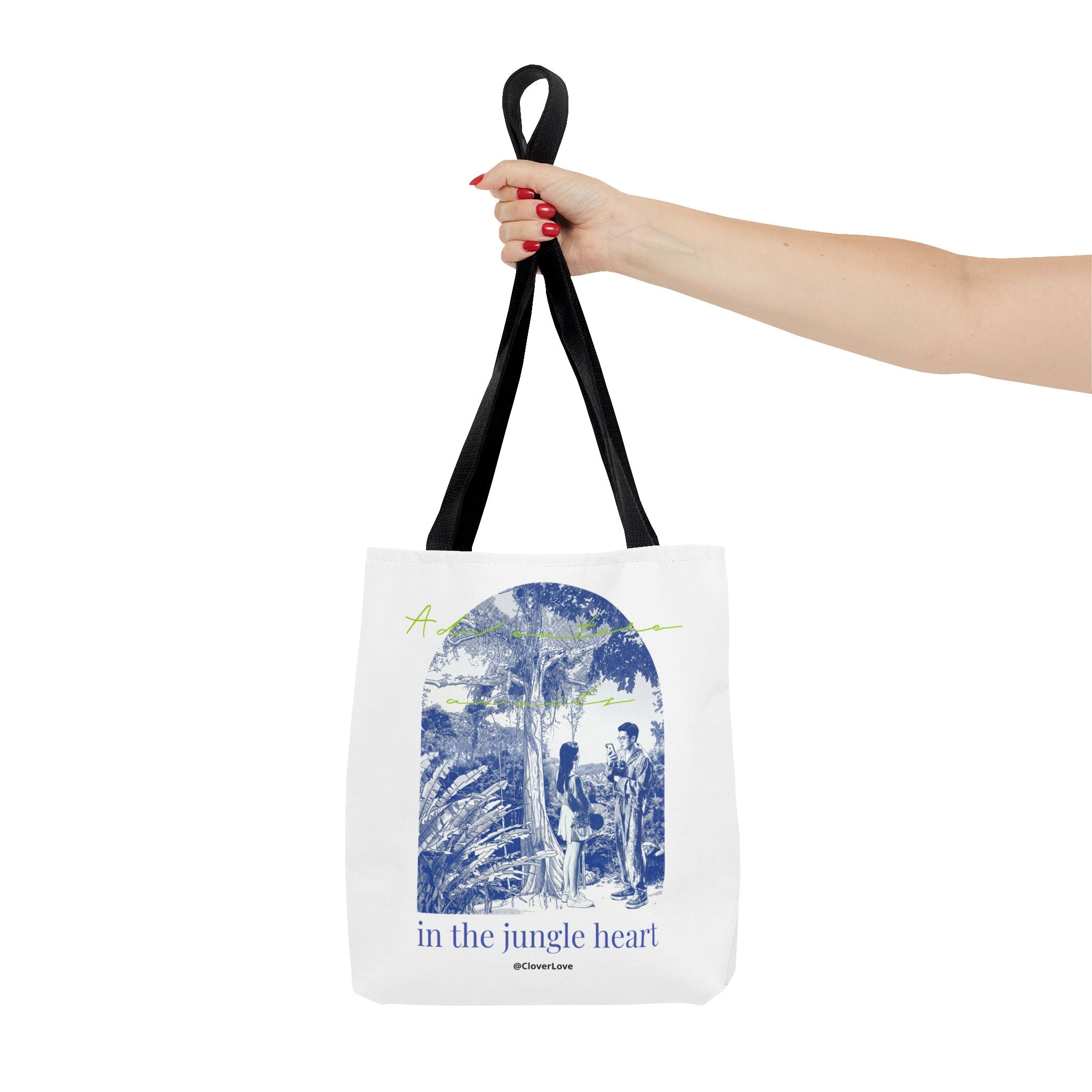 In The Jungle Heart Travel Tote Bag | Vintage Jungle Adventure Canvas Tote Bag