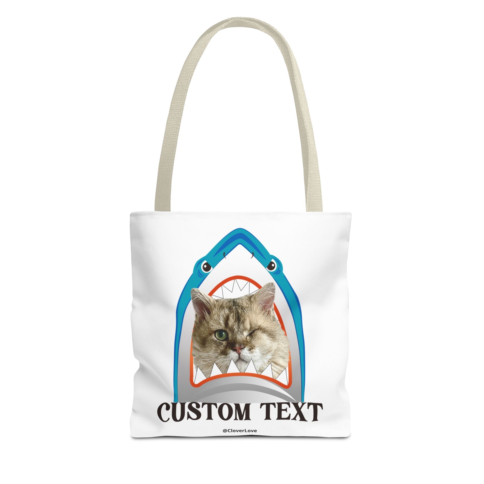 Funny Cat Tote Bag | Custom Pet Photo Shark Summer Bag