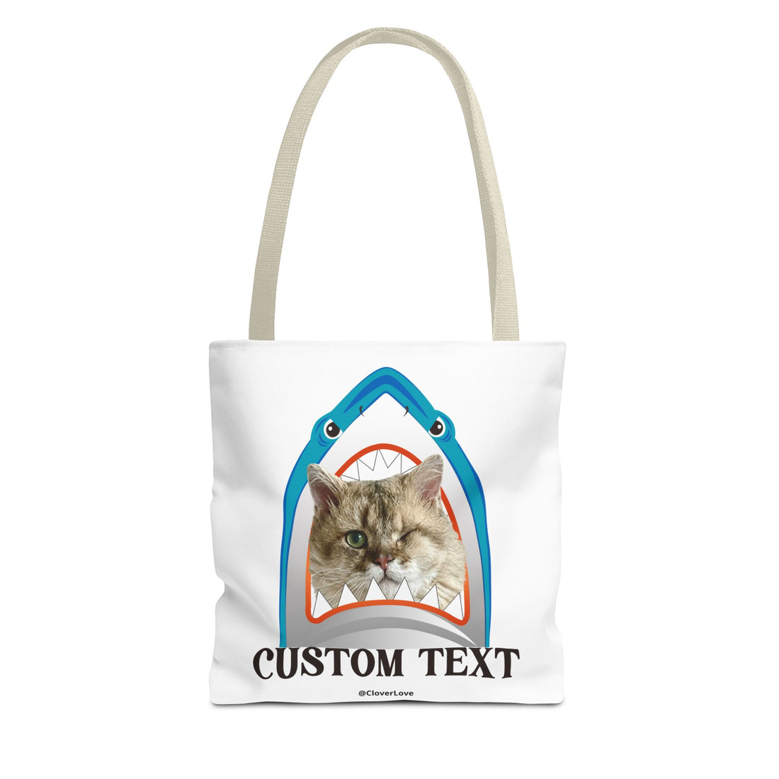 Funny Cat Tote Bag | Custom Pet Photo Shark Summer Bag