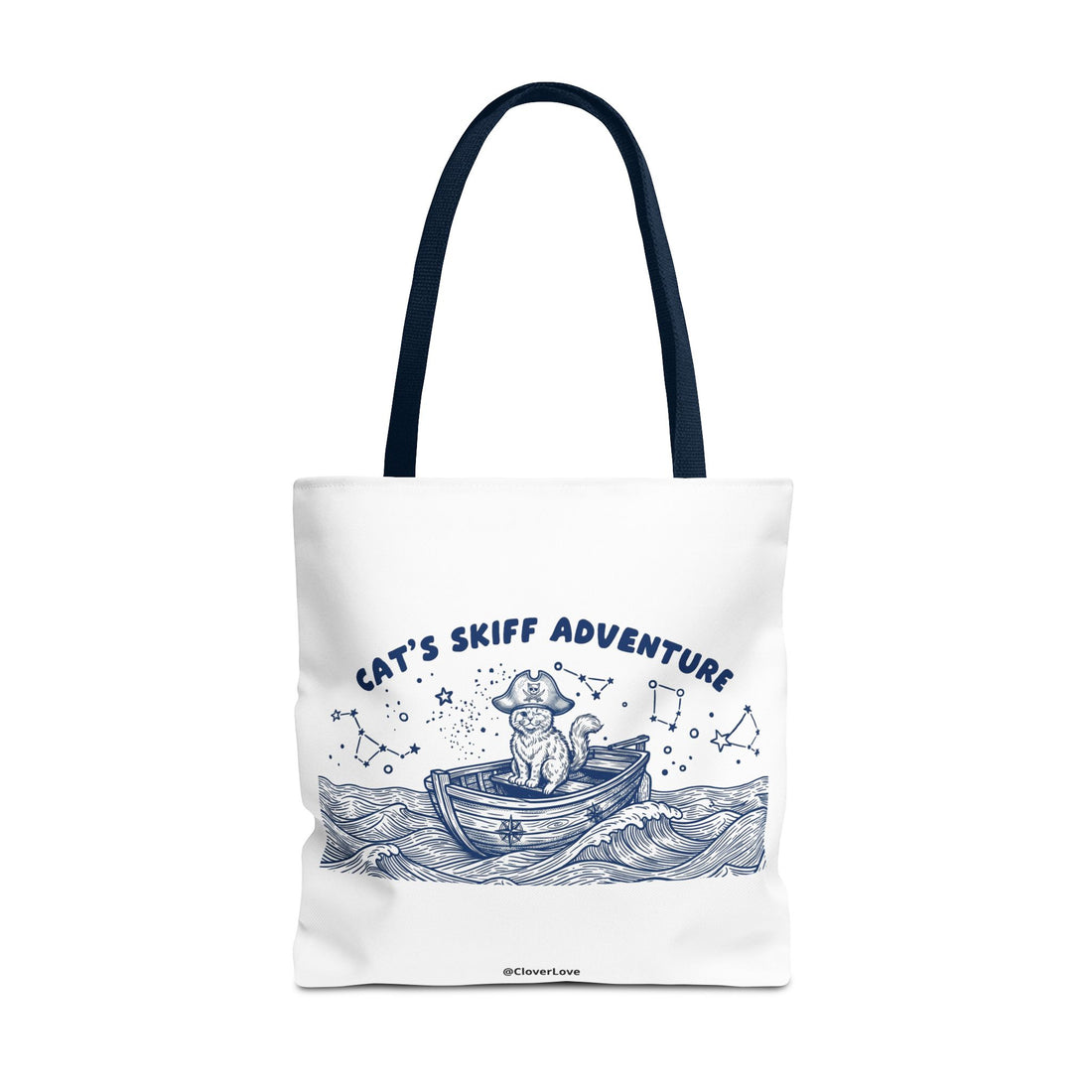 Cat's Skiff Adventure Tote Bag | Vintage Nautical Ocean Canvas Bag