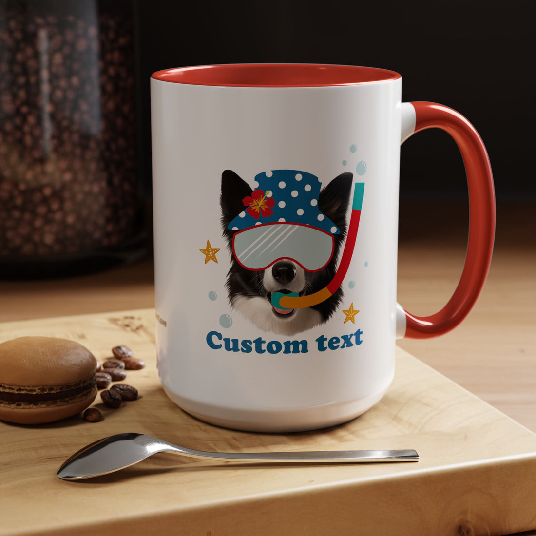 Summer Diving Dog Mug | Personalized Dog Photo Coffee Cup With Custom Text