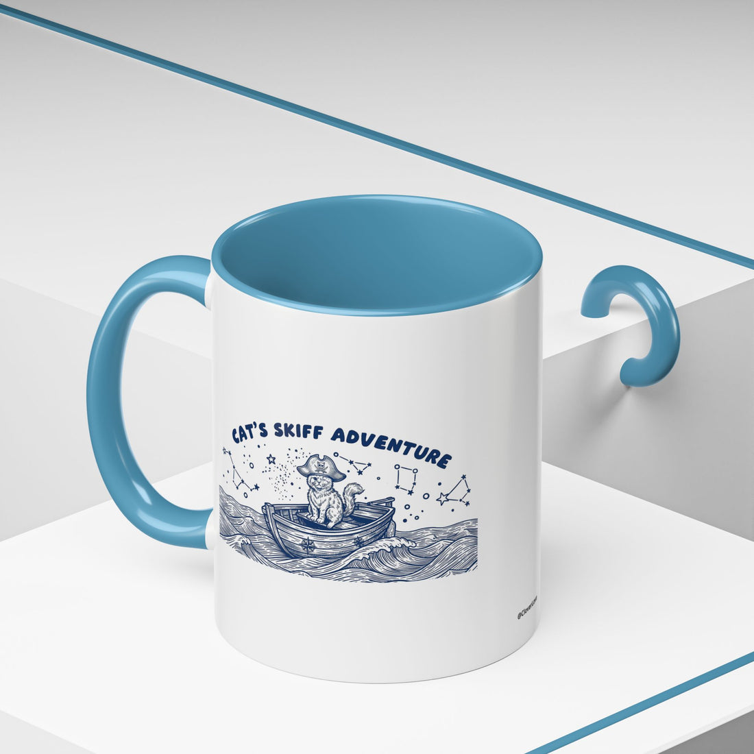 Cat's Skiff Adventure Ocean Mug - Cute Nautical Cat Lover Coffee Cup