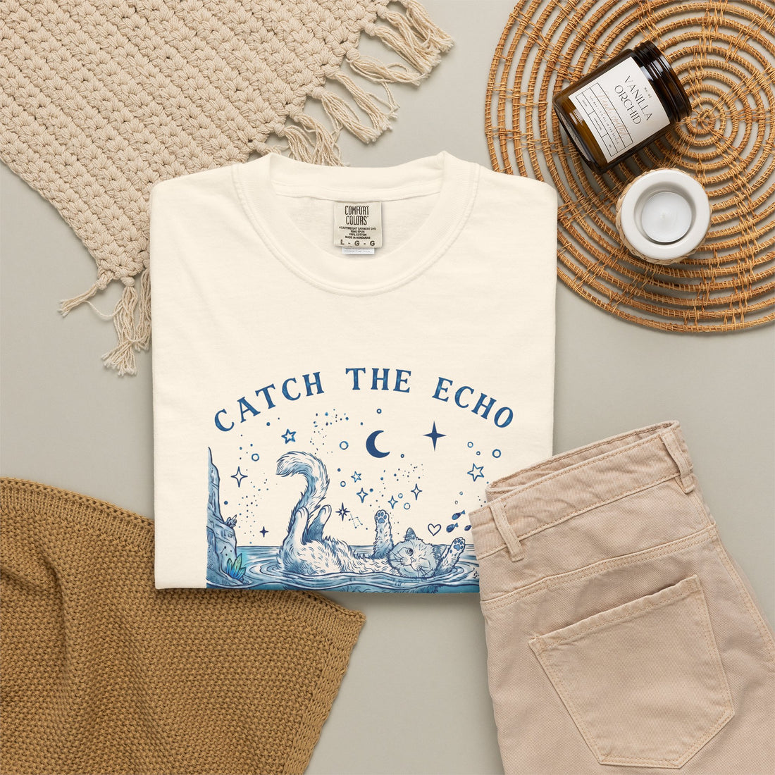 Catch The Echo Cat T-Shirt - Vintage Fantasy Animal Shirt for Cat Lovers