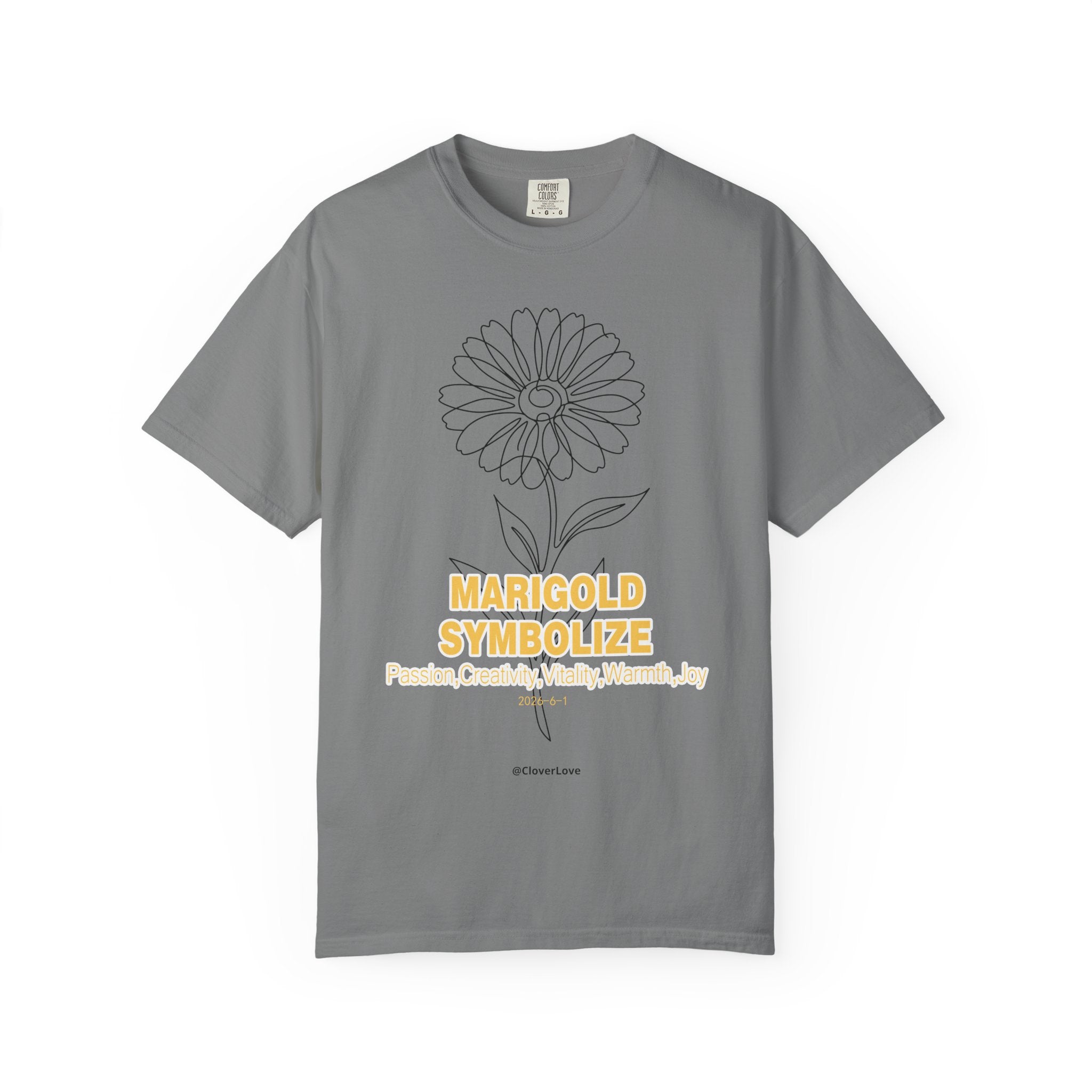 Marigold Flower T-Shirt - Botanical Graphic Shirt for Flower Lovers
