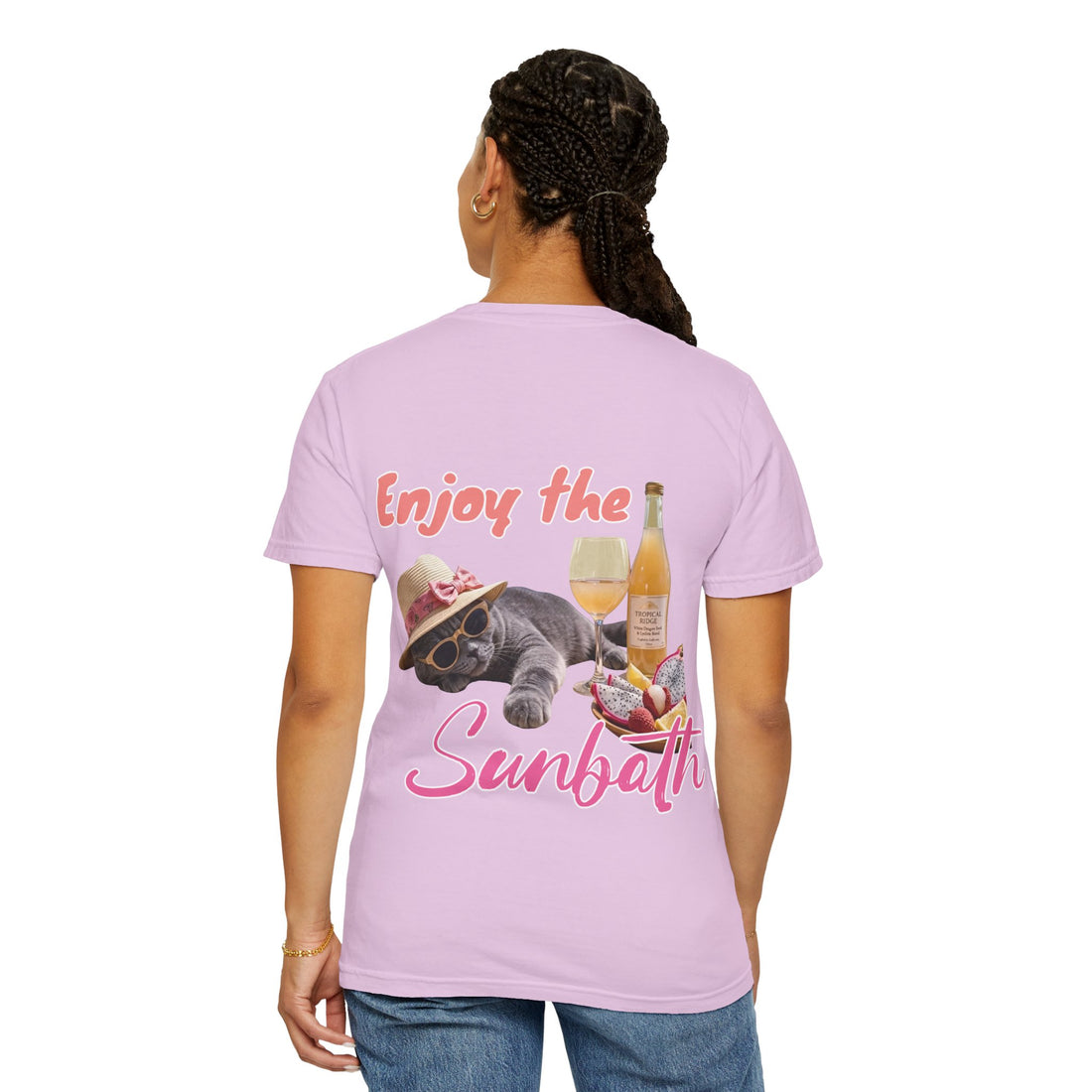 Custom Cat Vacation T-Shirt - Beach Sunbath Cat Lover Gift