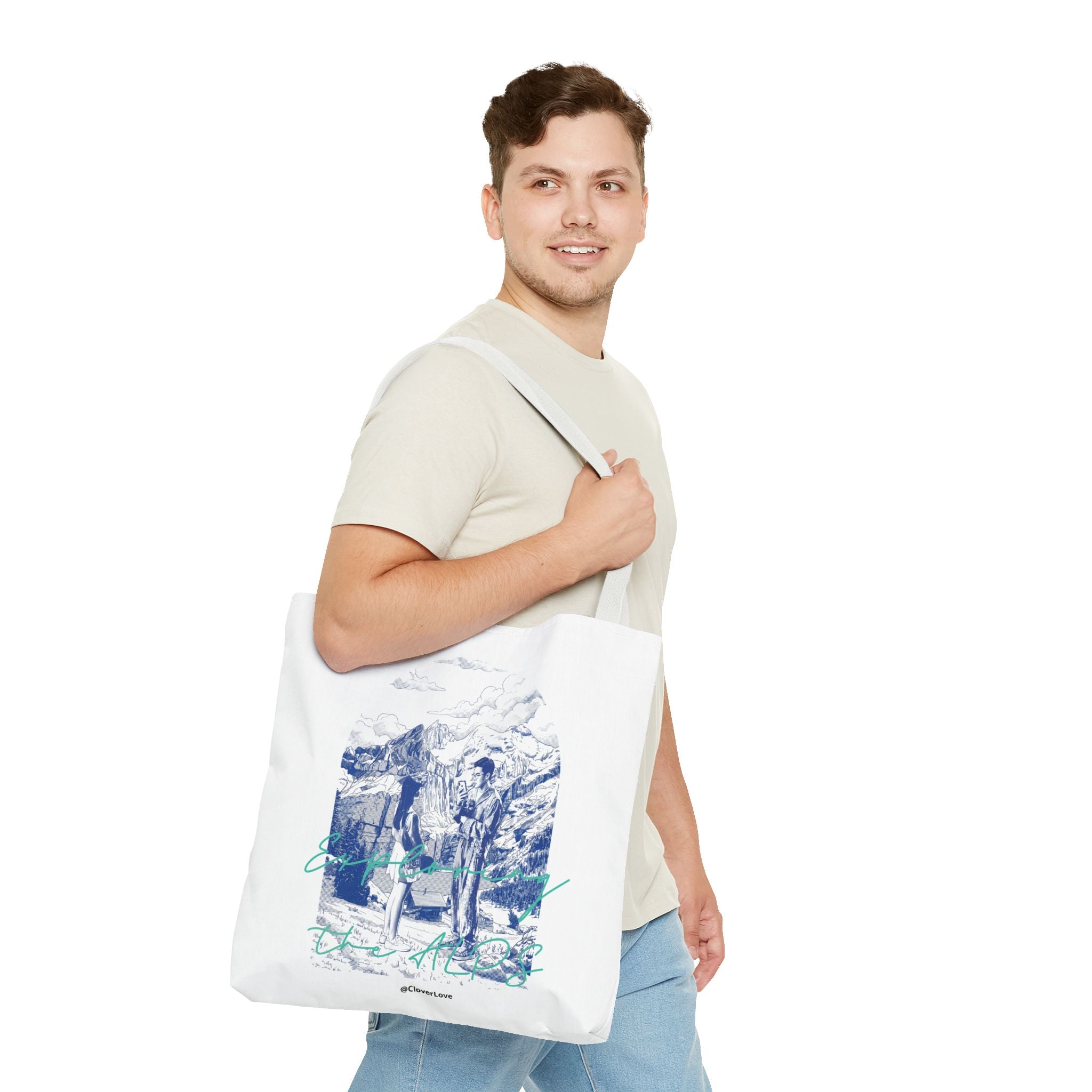 Travel Adventure Tote Bag | Vintage Mountain Explorer Canvas Bag