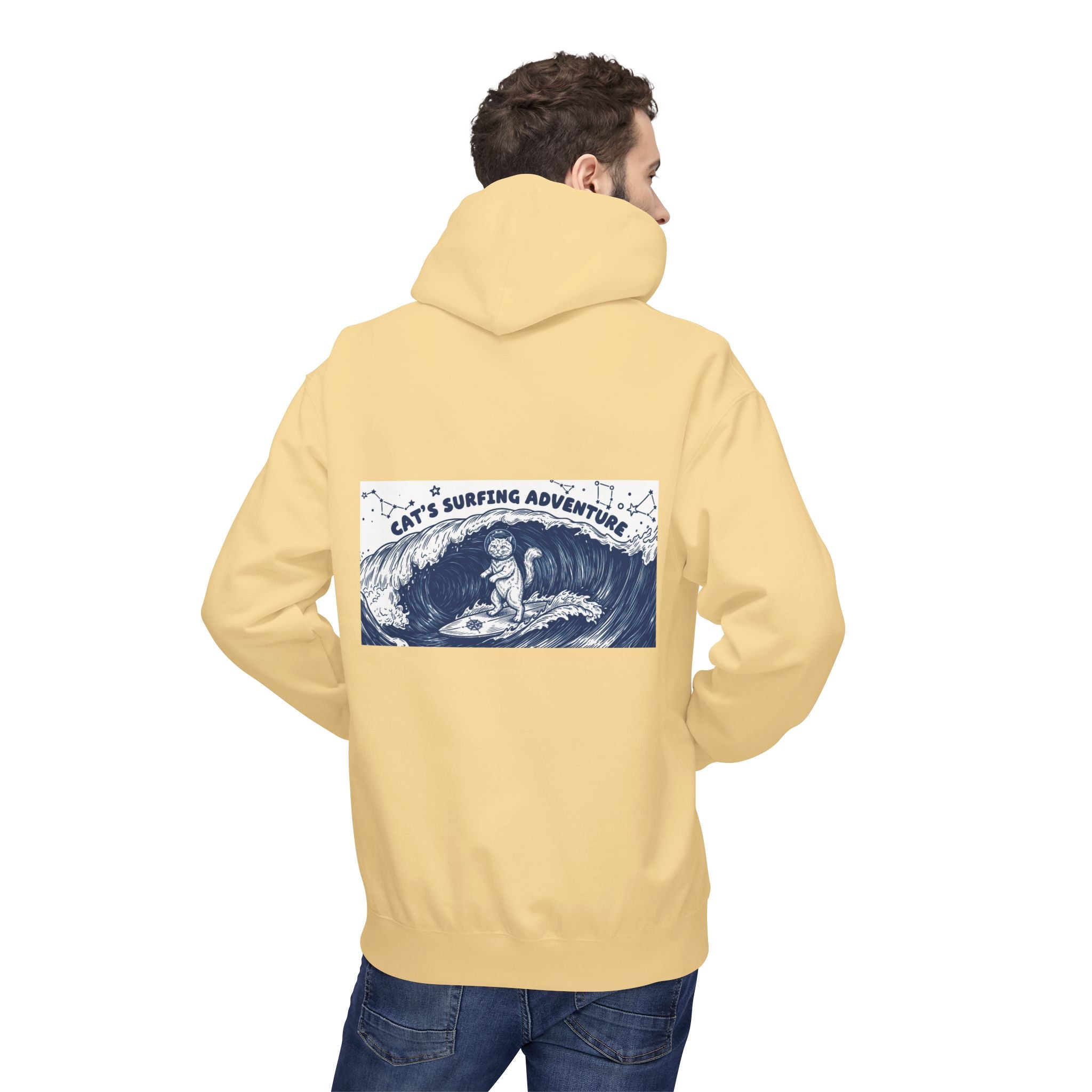 Cat's Surfing Adventure Hoodie | Vintage Ocean Graphic Sweatshirt
