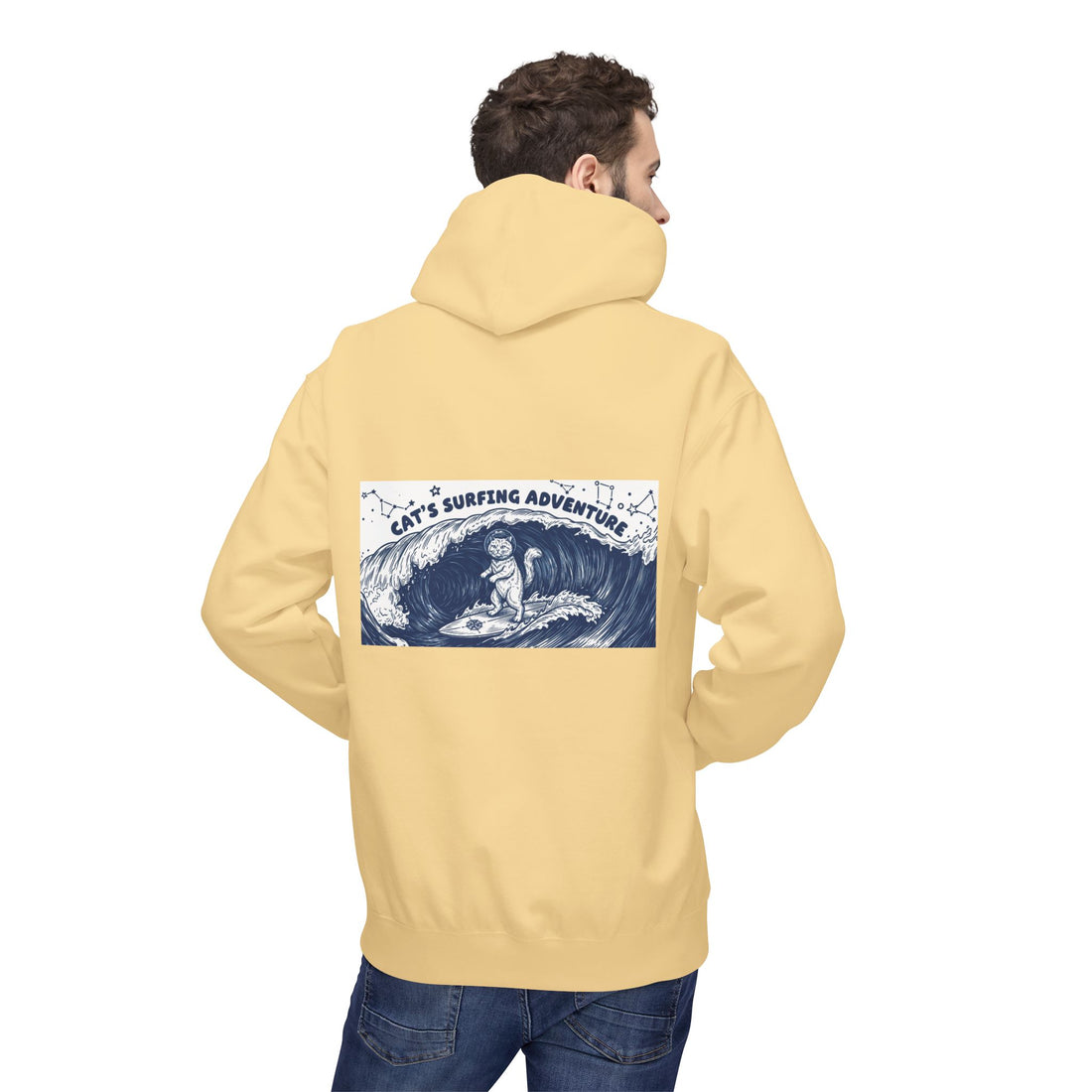 Cat's Surfing Adventure Hoodie | Vintage Ocean Graphic Sweatshirt
