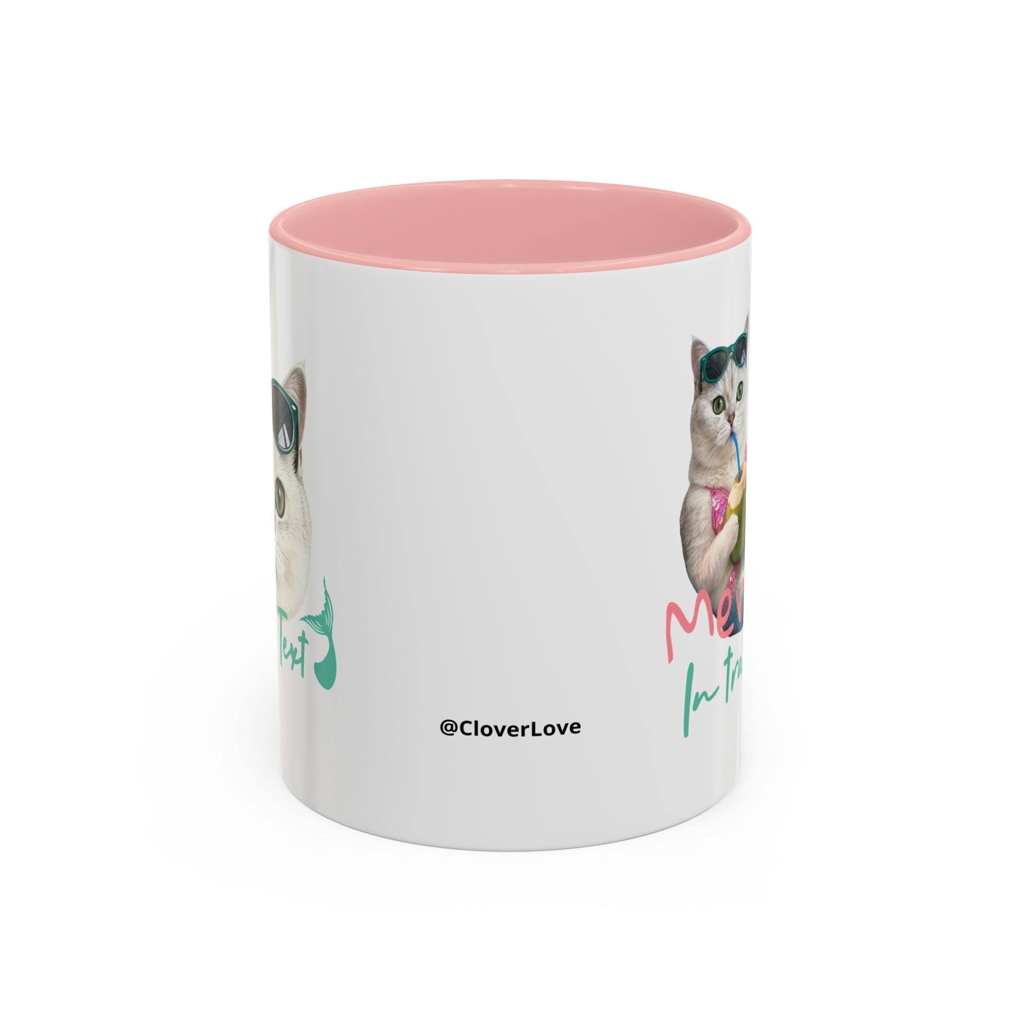 Mermaid Cat Summer Mug | Personalized Cat Coffee Cup With Custom Text