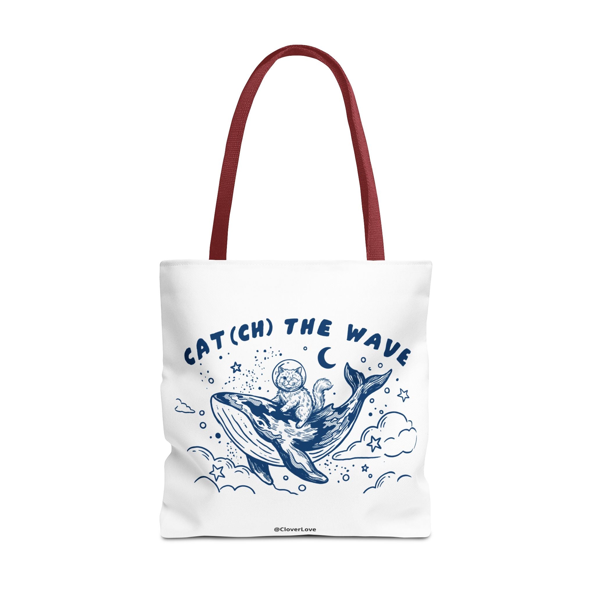 Cat Whale Adventure Tote Bag | Vintage Ocean Graphic Canvas Bag