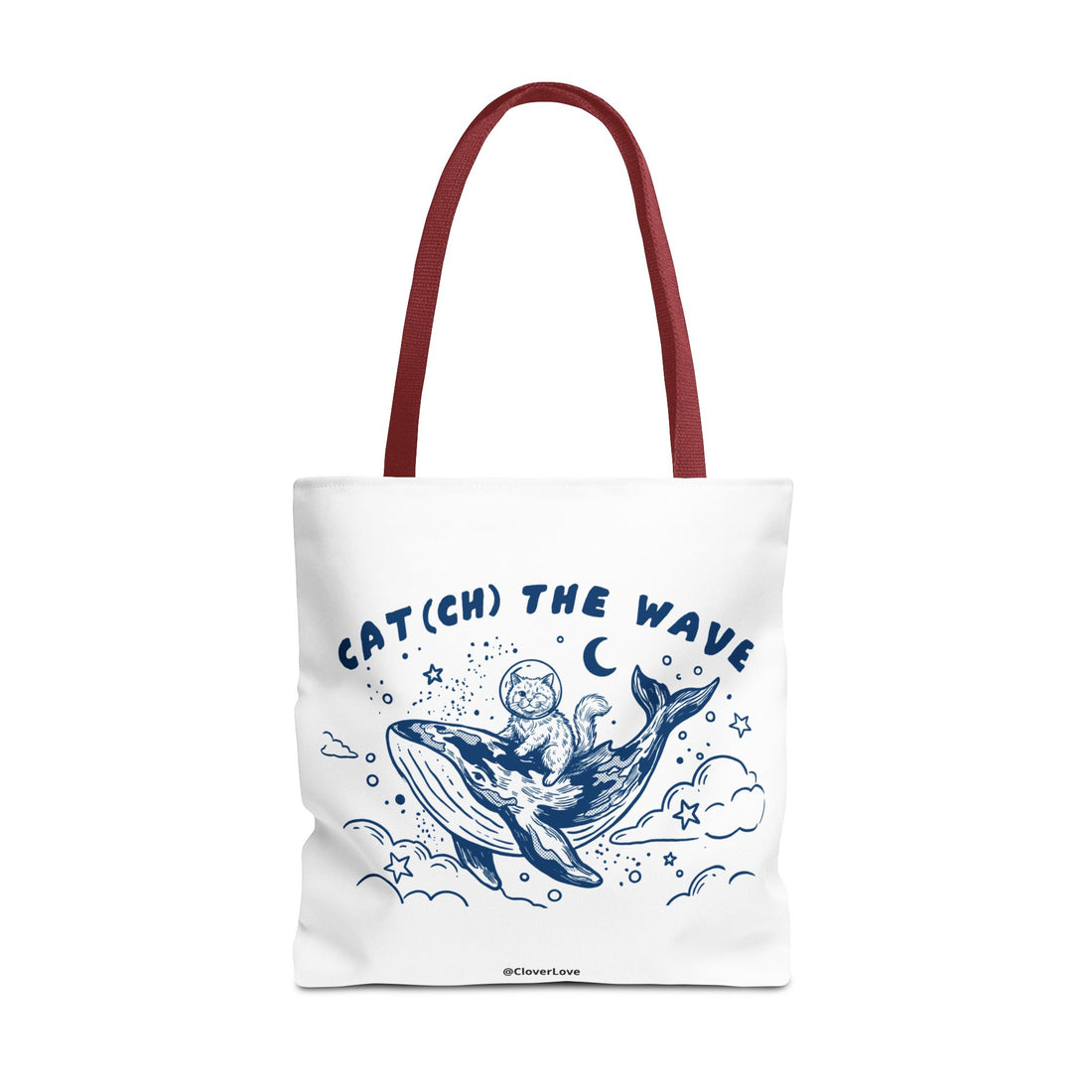 Cat Whale Adventure Tote Bag | Vintage Ocean Graphic Canvas Bag