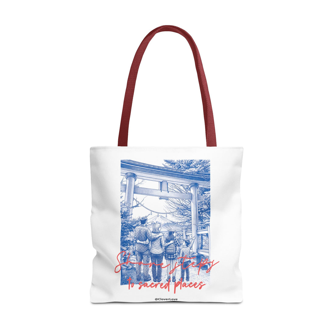Japan Travel Tote Bag | Vintage Torii Gate Fuji Mountain Canvas Bag