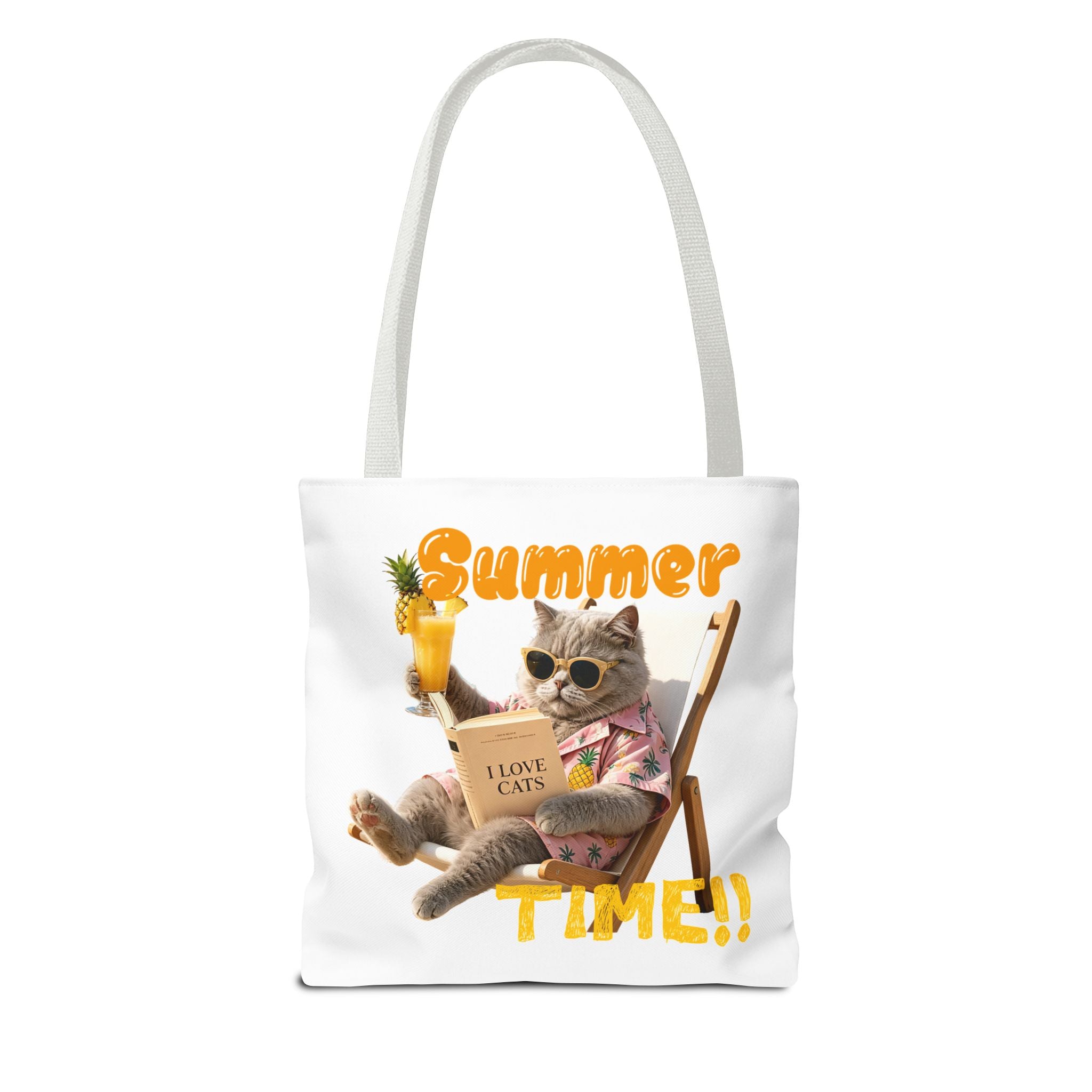 Summer Cat Tote Bag | Funny Cat Lover Beach Canvas Bag