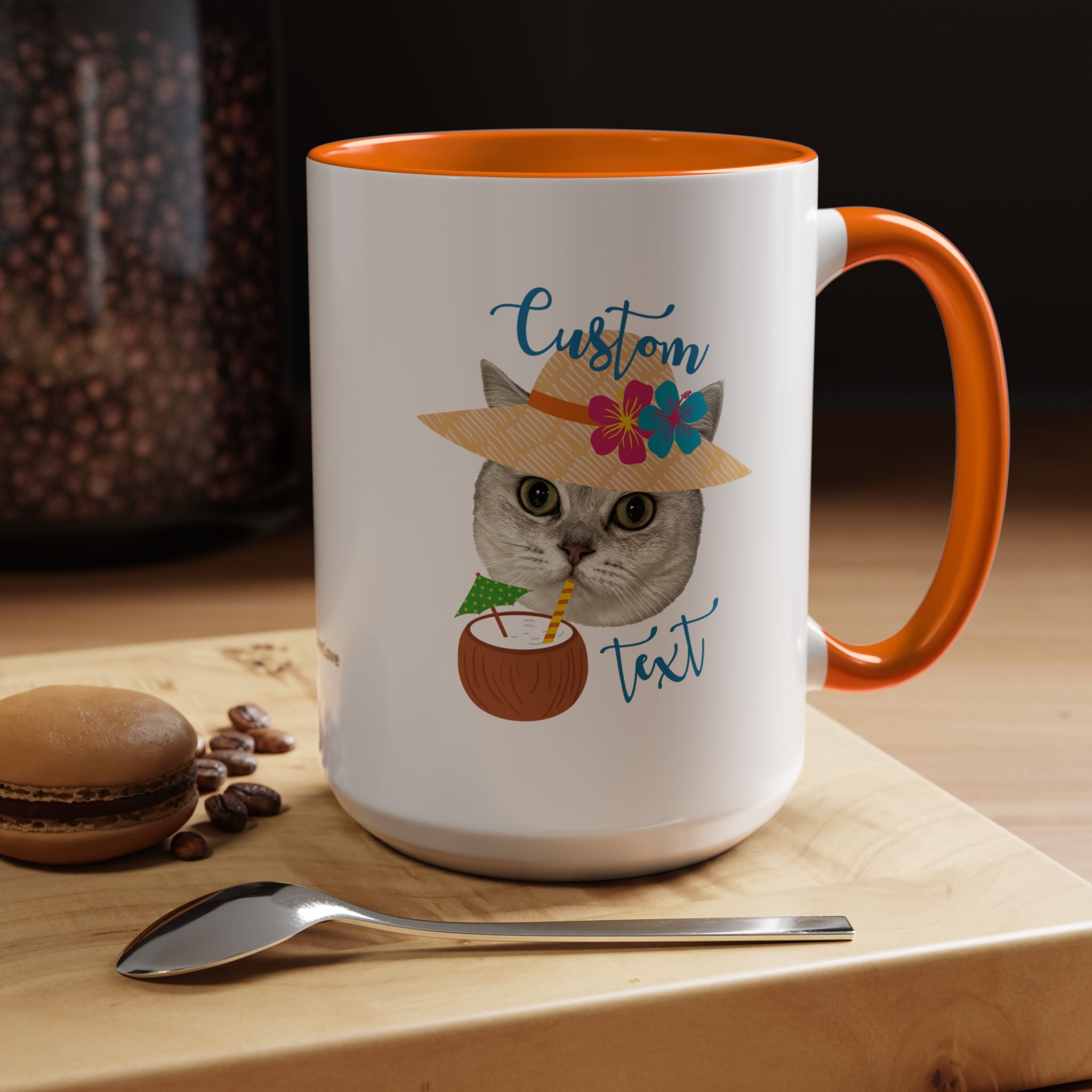 Personalized Summer Cat Mug | Custom Pet Portrait Coffee Cup