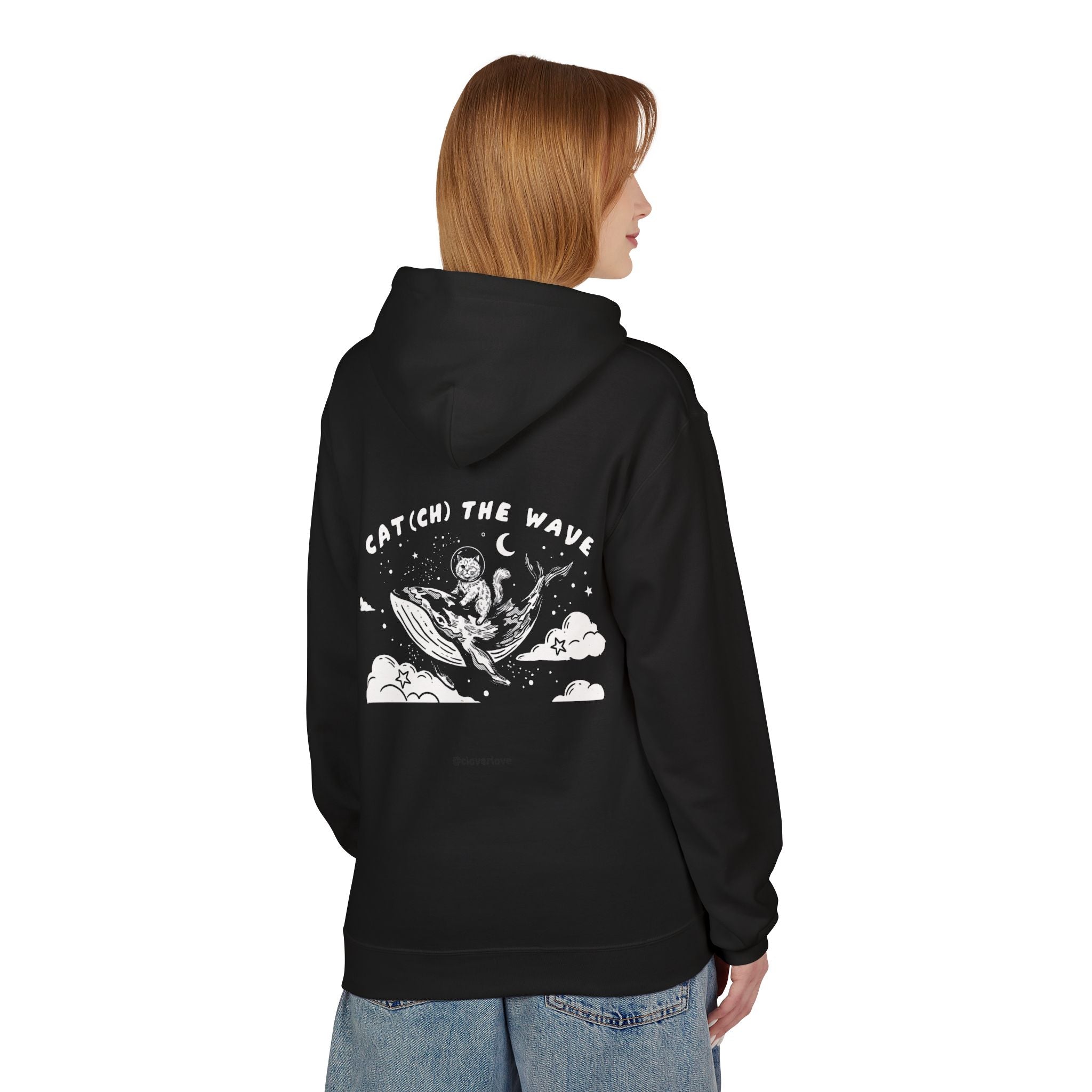Kapuzenpullover „Katze & Wal Abenteuer“ | Vintage-Sweatshirt mit Ozean-Grafik