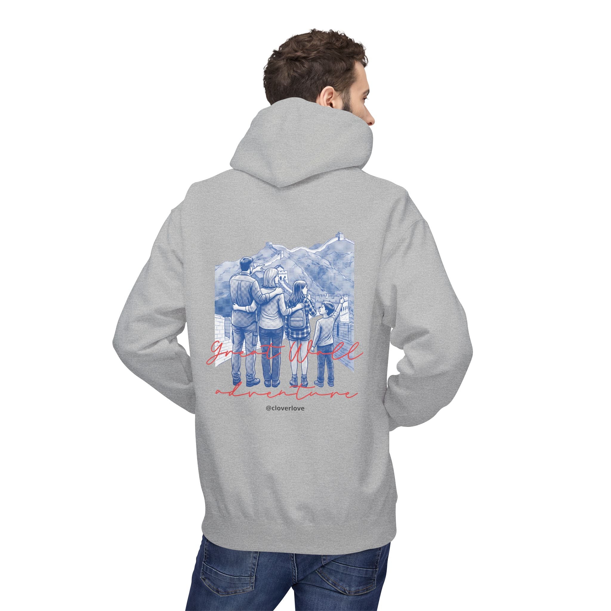 Große Mauer Familienabenteuer Hoodie – Vintage Reise Wahrzeichen Grafik Pullover Sweatshirt