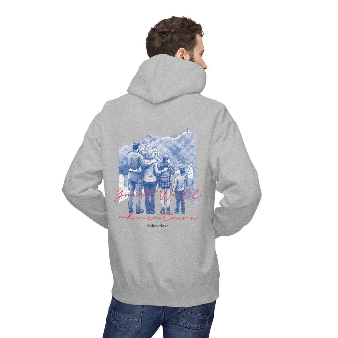 Große Mauer Familienabenteuer Hoodie – Vintage Reise Wahrzeichen Grafik Pullover Sweatshirt