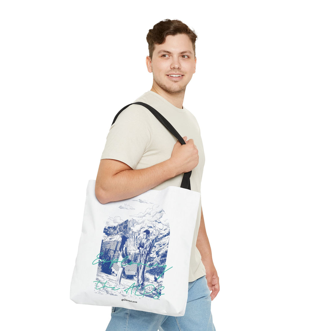 Travel Adventure Tote Bag | Vintage Mountain Explorer Canvas Bag