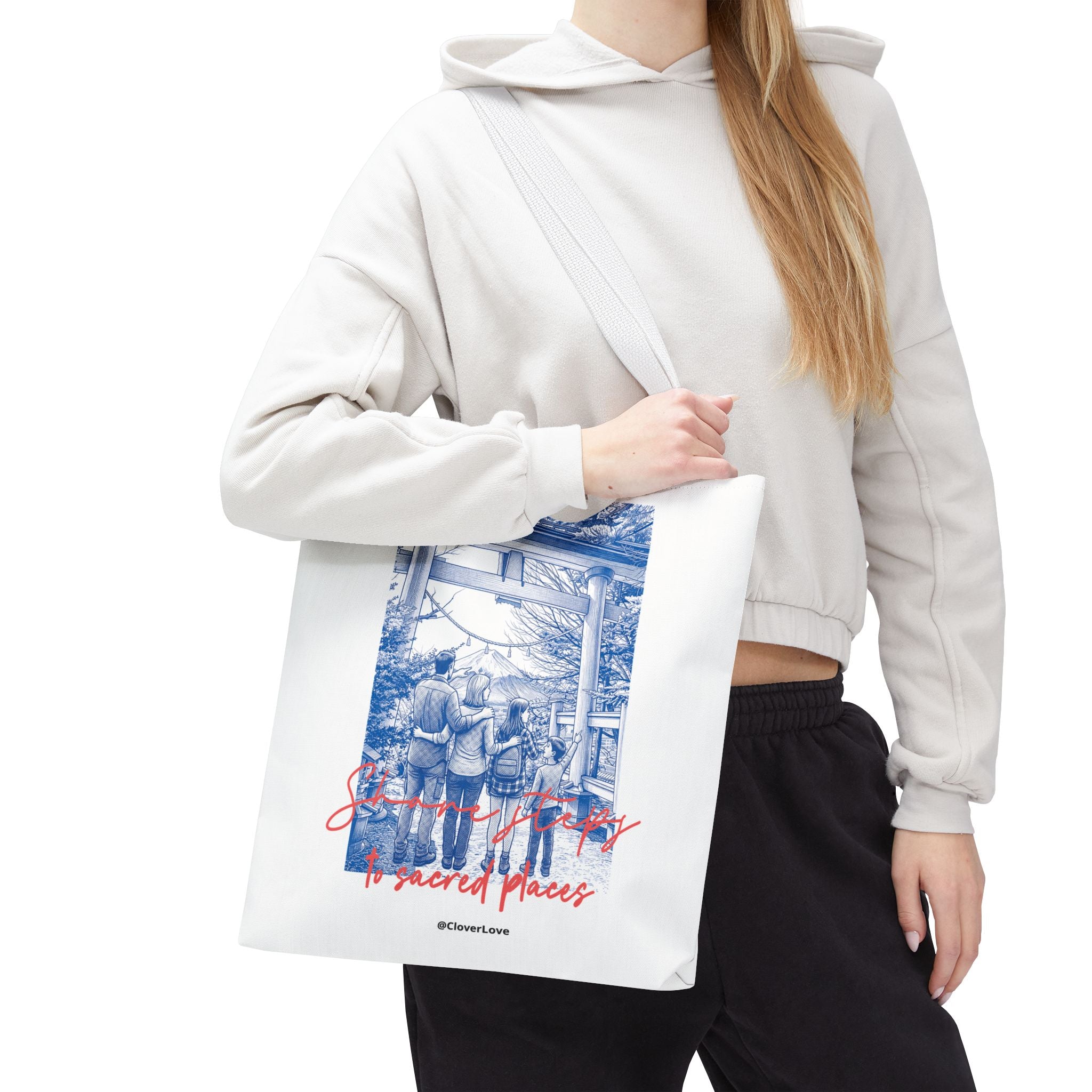 Japan Travel Tote Bag | Vintage Torii Gate Fuji Mountain Canvas Bag