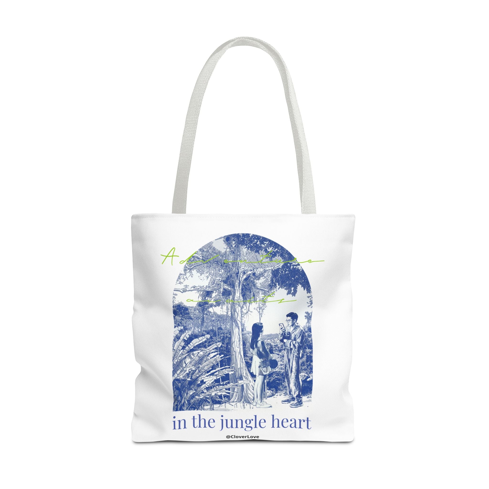 In The Jungle Heart Travel Tote Bag | Vintage Jungle Adventure Canvas Tote Bag
