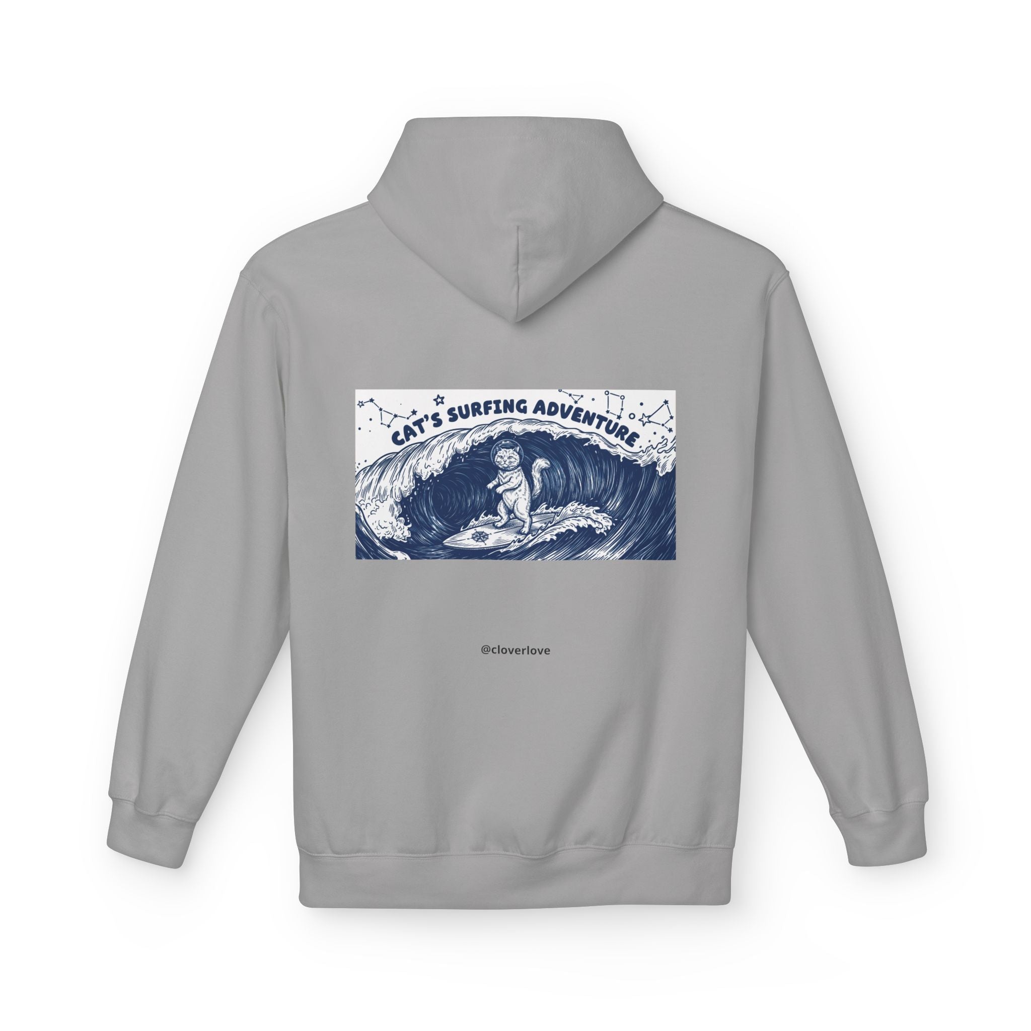 Katzen-Surf-Abenteuer Hoodie | Vintage Meeres-Grafik Sweatshirt