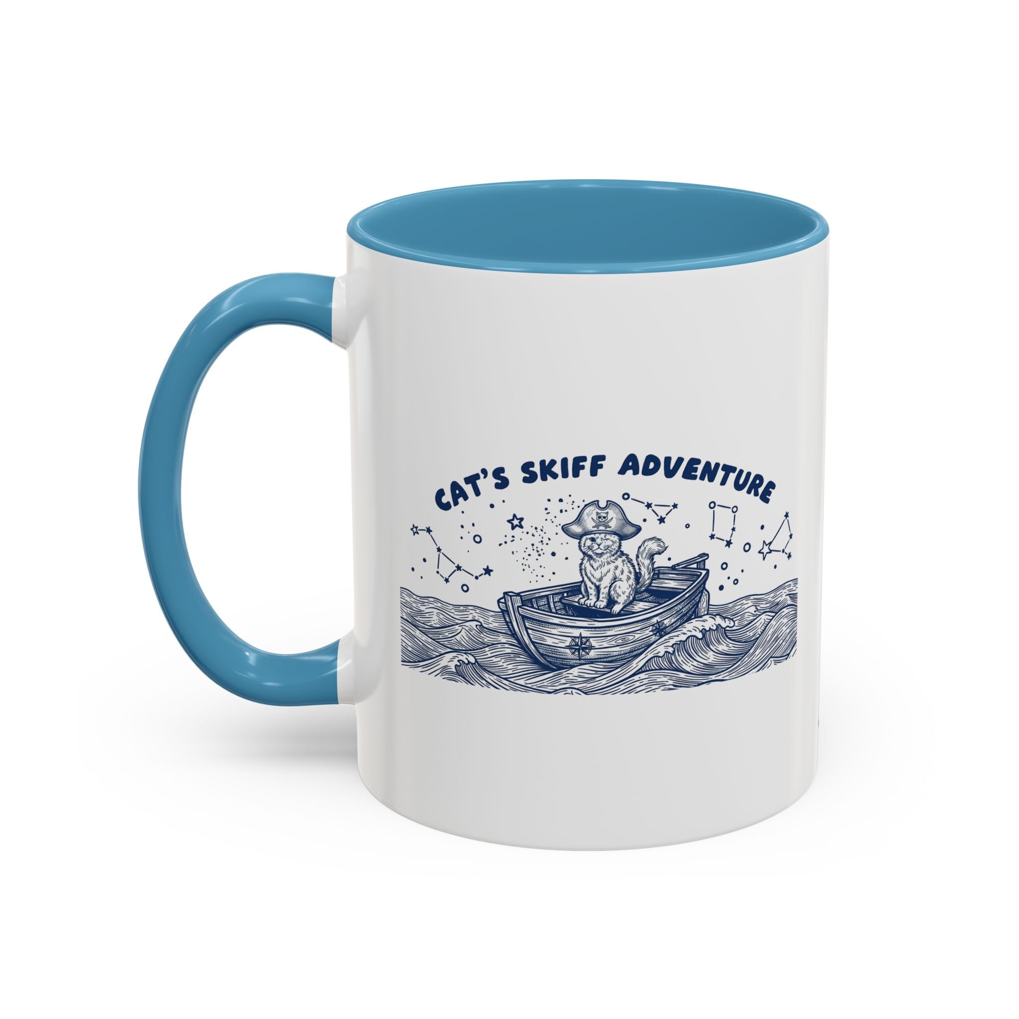 Cat's Skiff Adventure Ocean Mug - Cute Nautical Cat Lover Coffee Cup