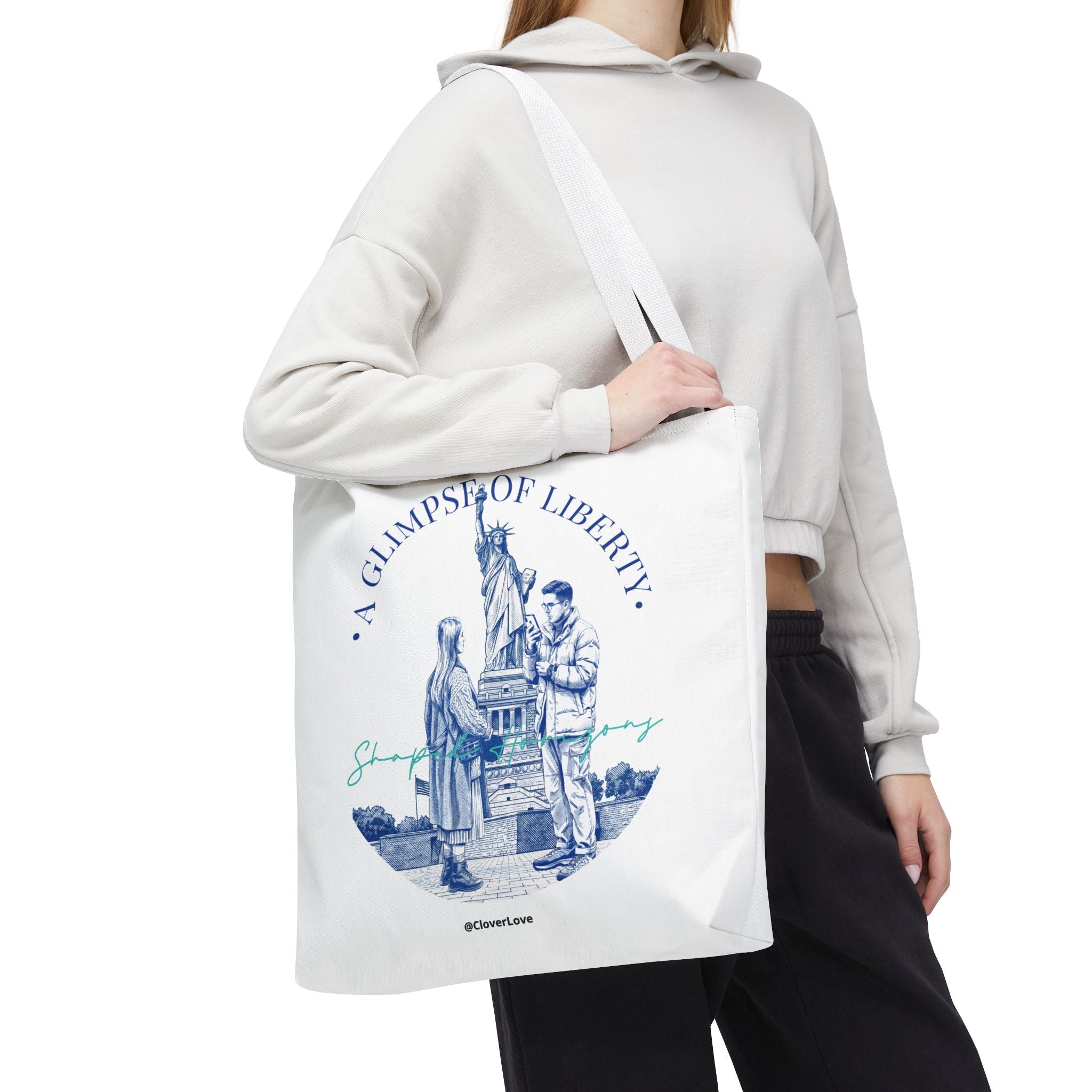 A Glimpse Of Liberty Travel Tote Bag | Statue of Liberty New York Canvas Tote Bag