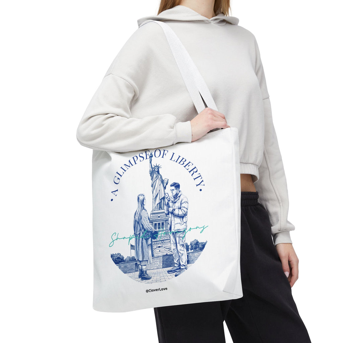 A Glimpse Of Liberty Travel Tote Bag | Statue of Liberty New York Canvas Tote Bag