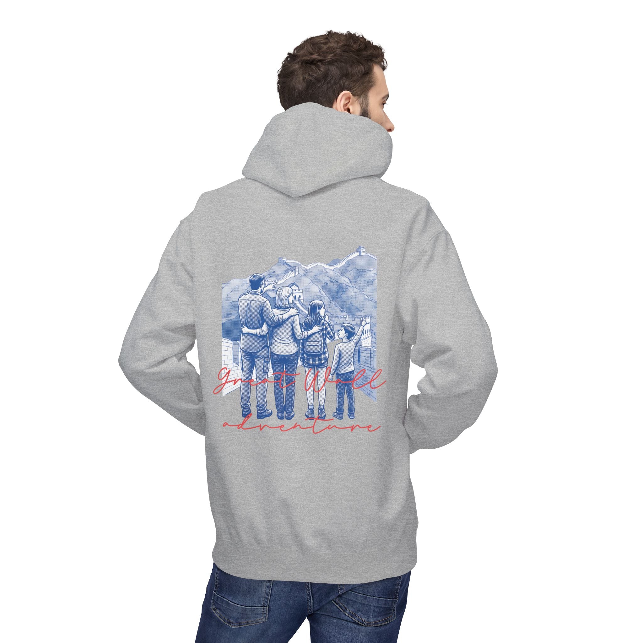 Great Wall Family Adventure Hoodie – Vintage Travel Landmark Graphic Pullover Sweatshirt
