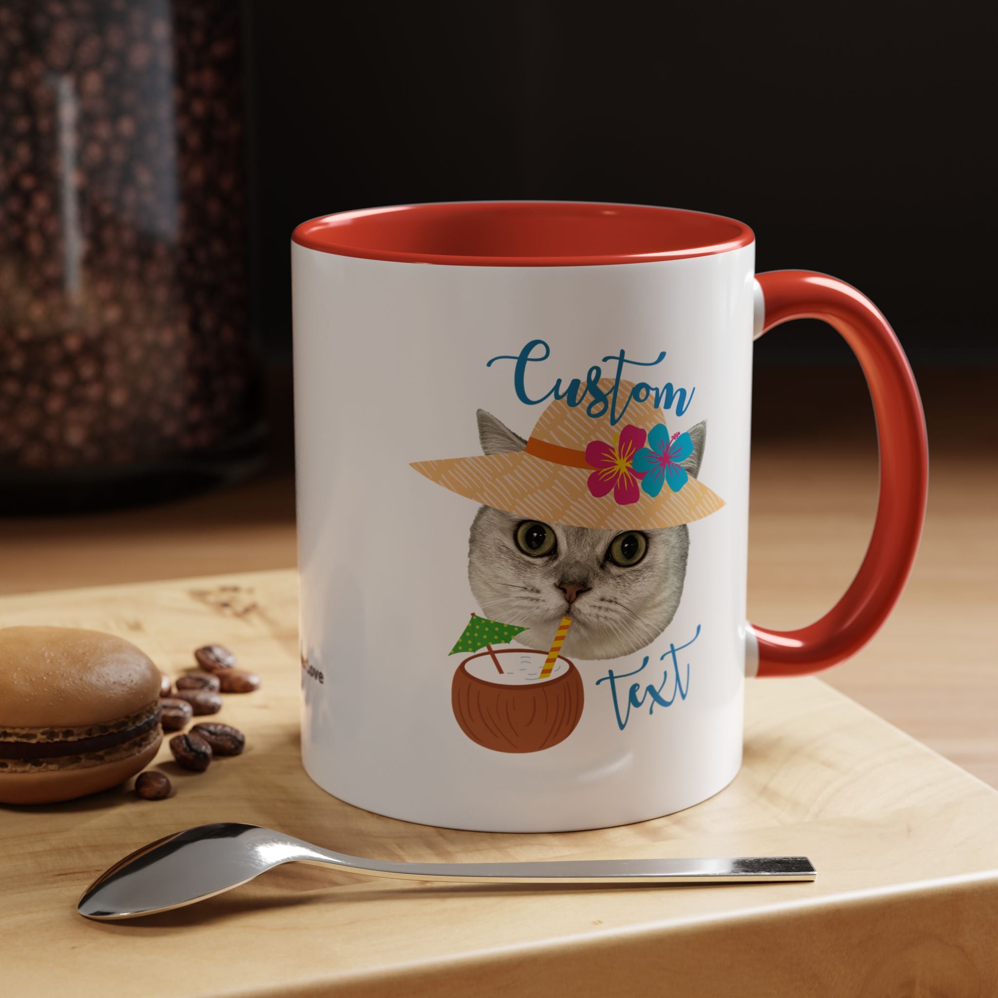 Personalized Summer Cat Mug | Custom Pet Portrait Coffee Cup