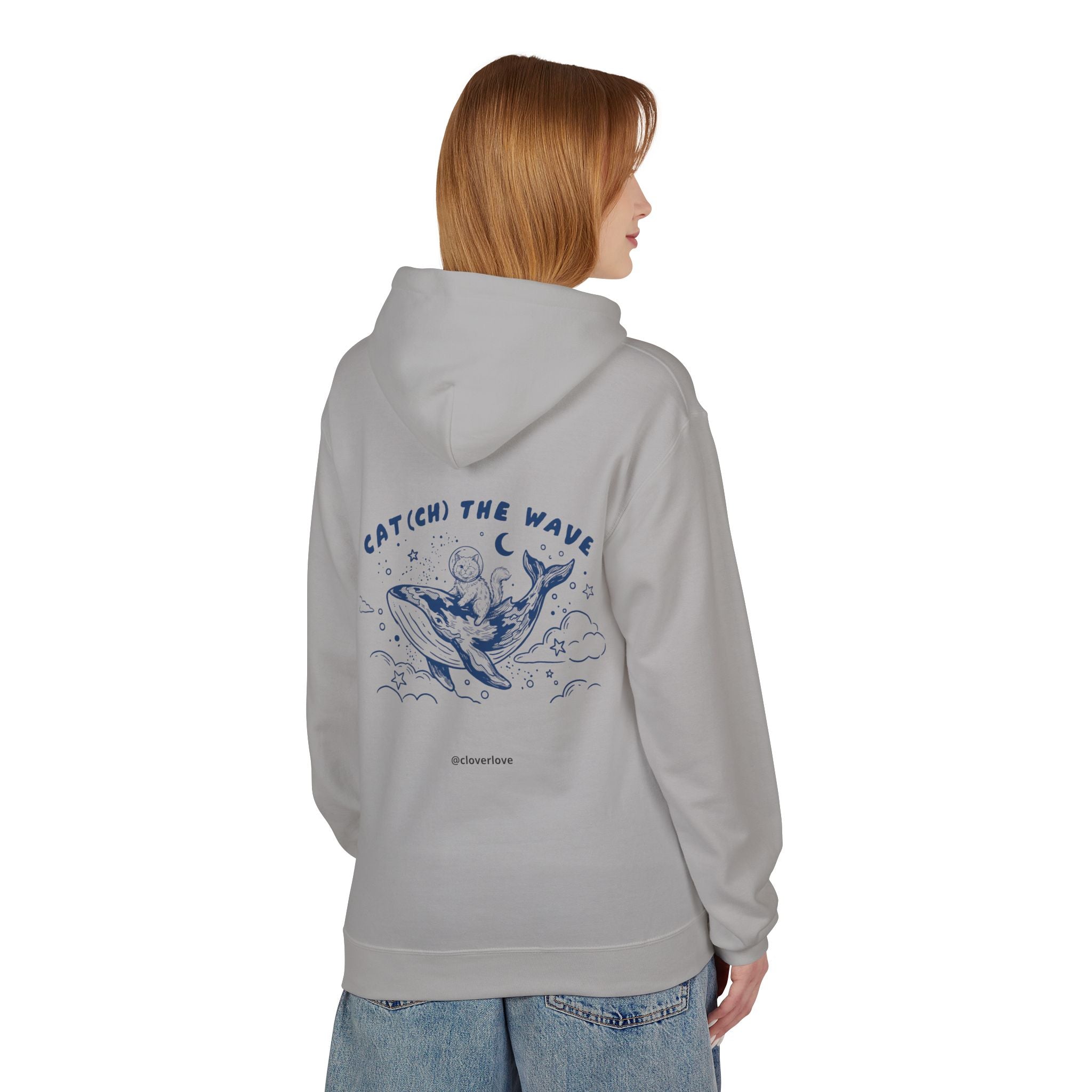 Katzen-Wal-Abenteuer-Kapuzenpulli | Vintage-Ozean-Grafik-Sweatshirt