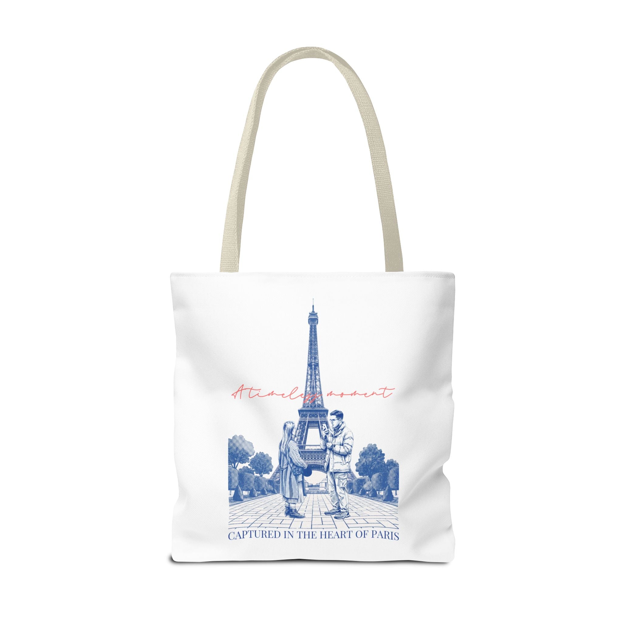 Paris Travel Tote Bag | Vintage Eiffel Tower Couple Canvas Bag