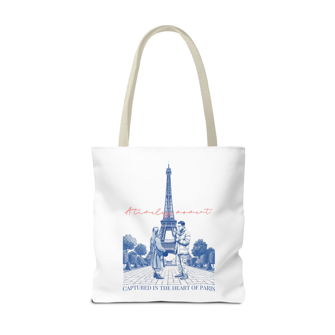 Paris Travel Tote Bag | Vintage Eiffel Tower Couple Canvas Bag