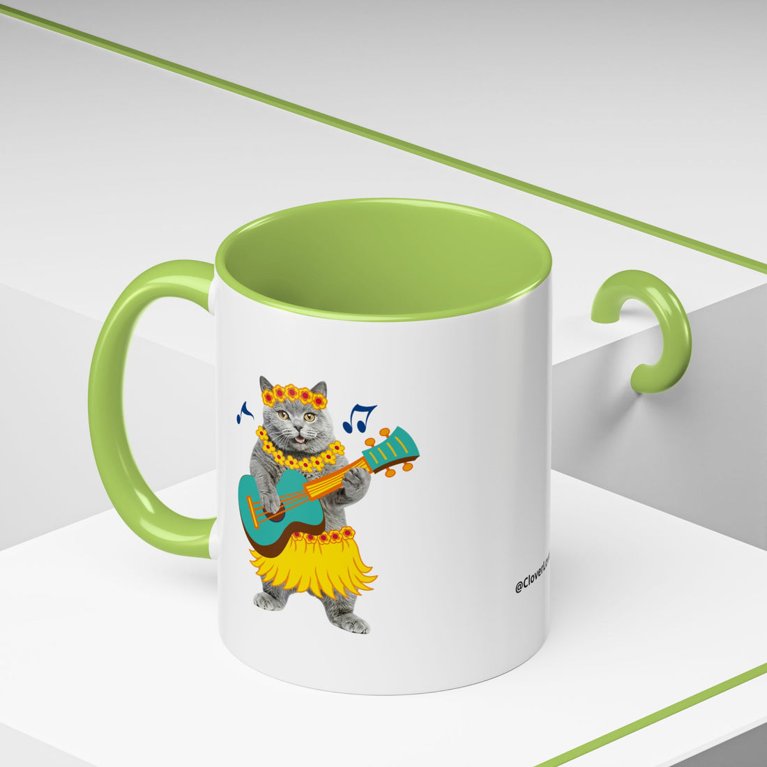 Tropical Summer Cat Mug | Personalized Pet Photo Coffee Cup With Custom Text