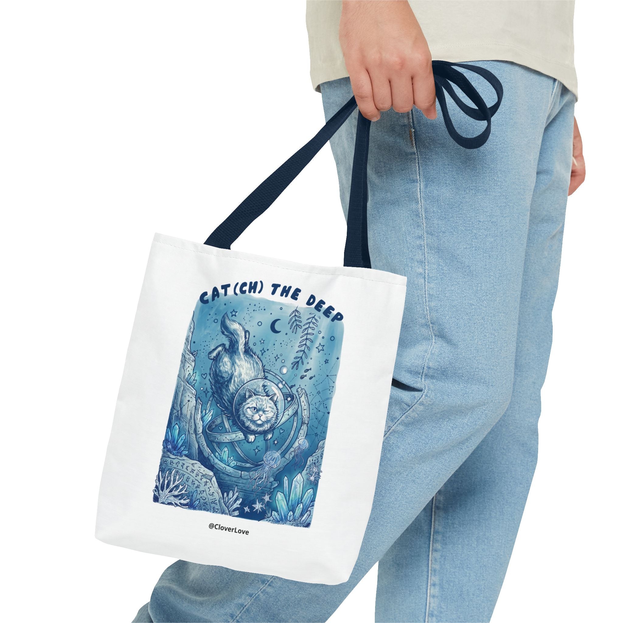 Cat Deep Sea Adventure Tote Bag | Vintage Ocean Explorer Canvas Bag