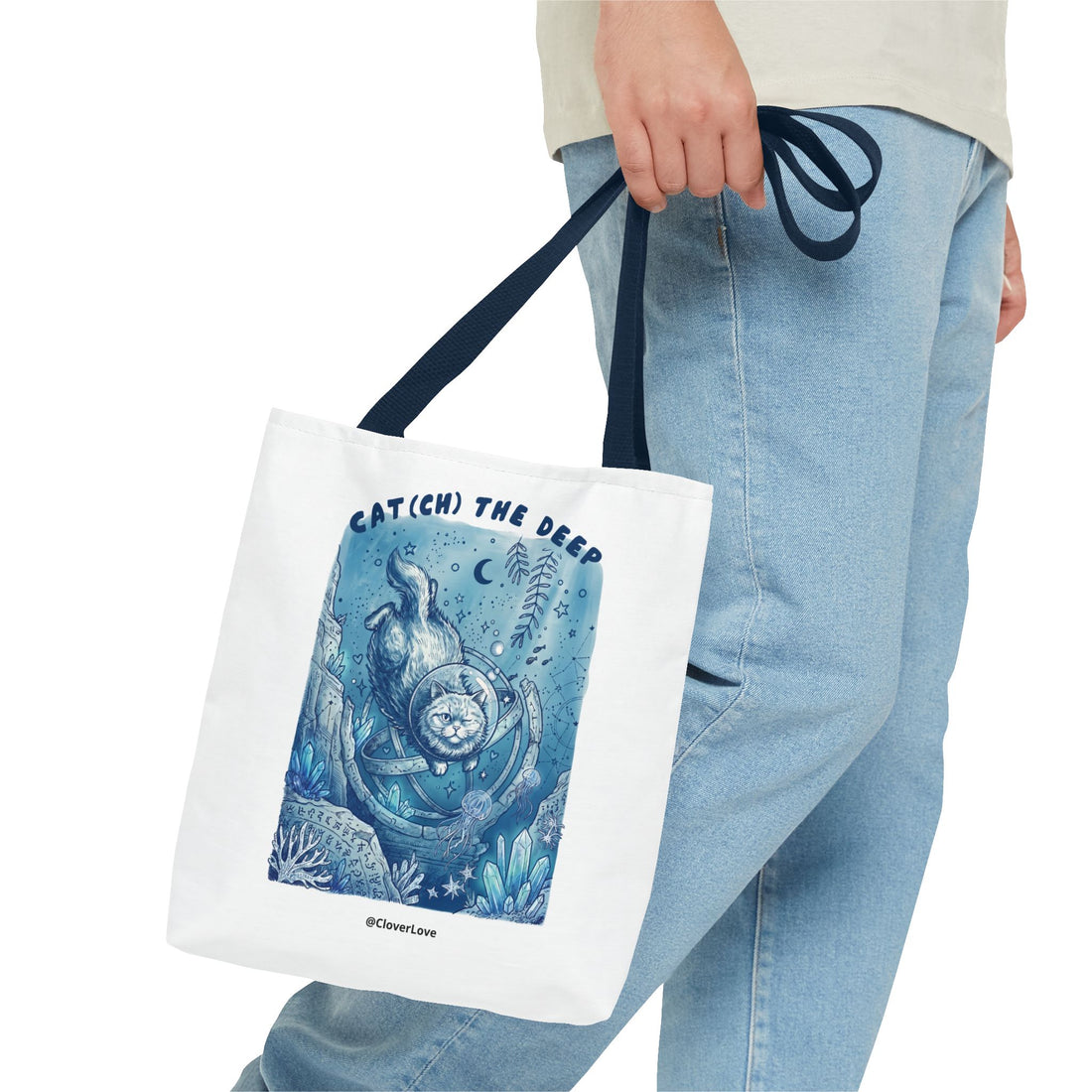 Cat Deep Sea Adventure Tote Bag | Vintage Ocean Explorer Canvas Bag