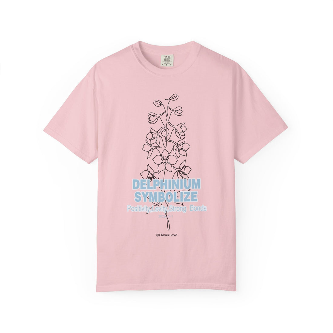 Delphinium Flower T-Shirt - Botanical Graphic Shirt for Flower Lovers
