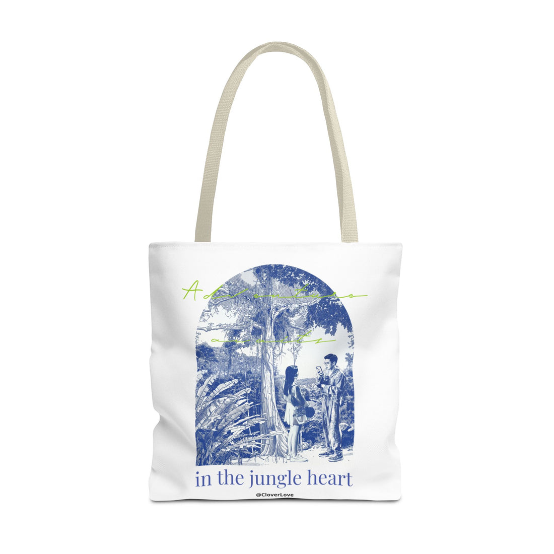 In The Jungle Heart Travel Tote Bag | Vintage Jungle Adventure Canvas Tote Bag
