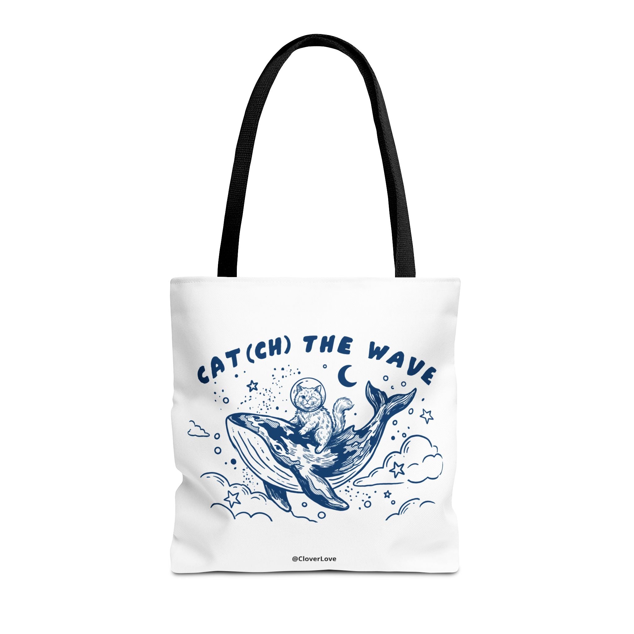 Cat Whale Adventure Tote Bag | Vintage Ocean Graphic Canvas Bag