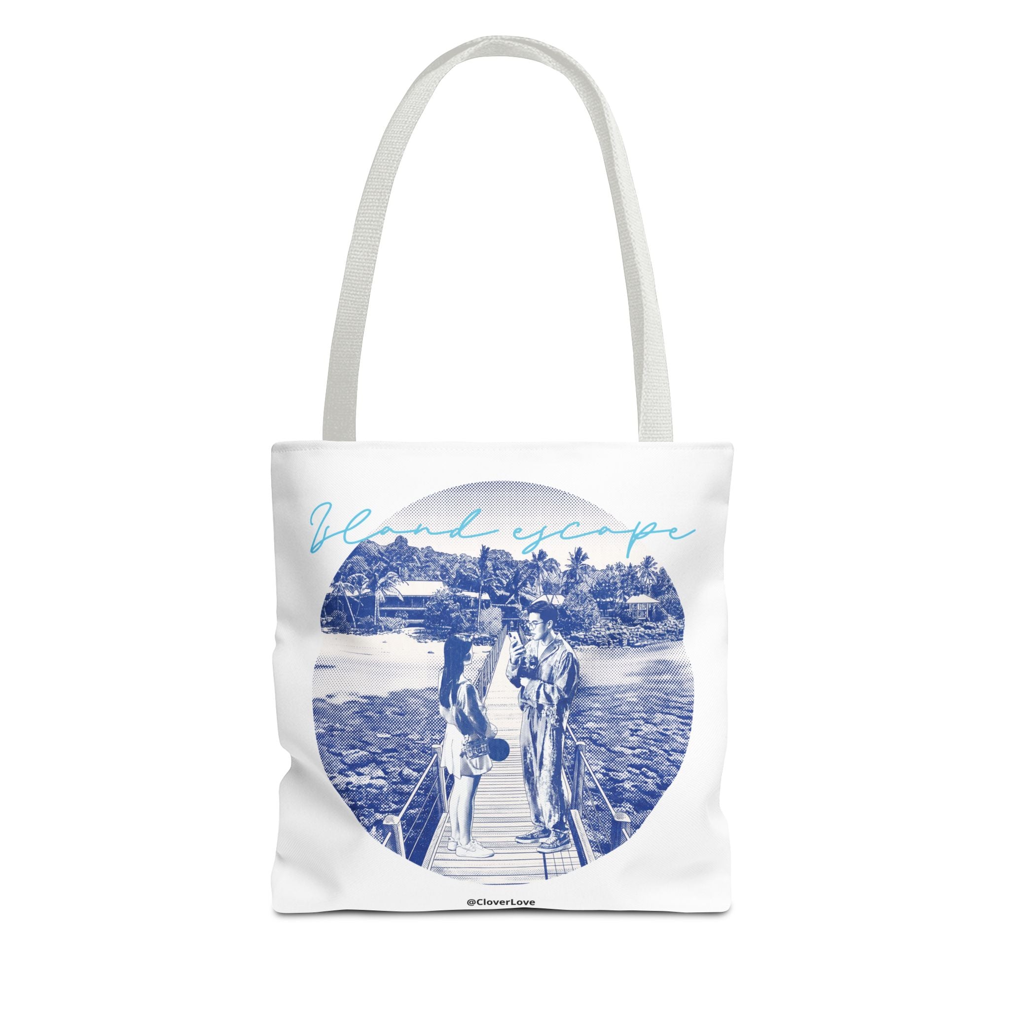 Island Escape Tote Bag | Vintage Beach Travel Canvas Bag