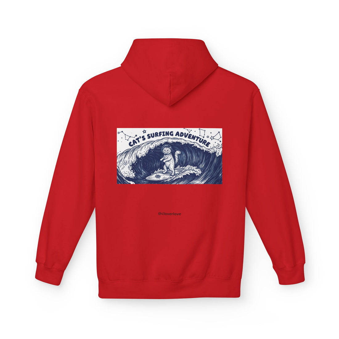 Katzen-Surf-Abenteuer Hoodie | Vintage Meeres-Grafik Sweatshirt