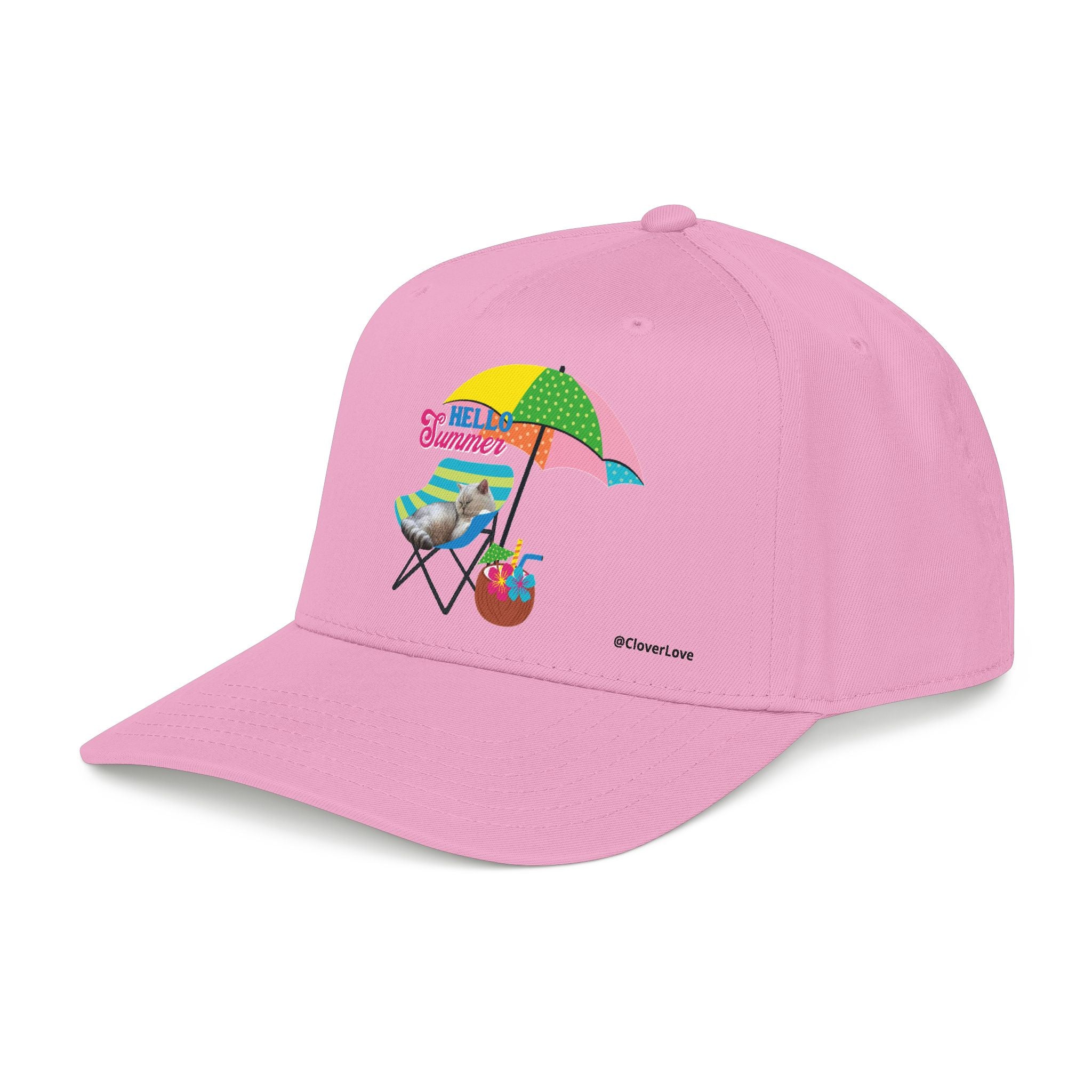 Hello Summer Cat Hat | Cute Beach Cat Baseball Cap For Cat Lovers