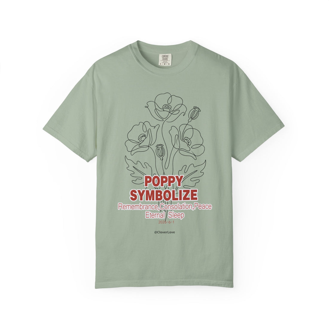 Poppy Flower T-Shirt - Memorial Botanical Graphic Shirt for Flower Lovers