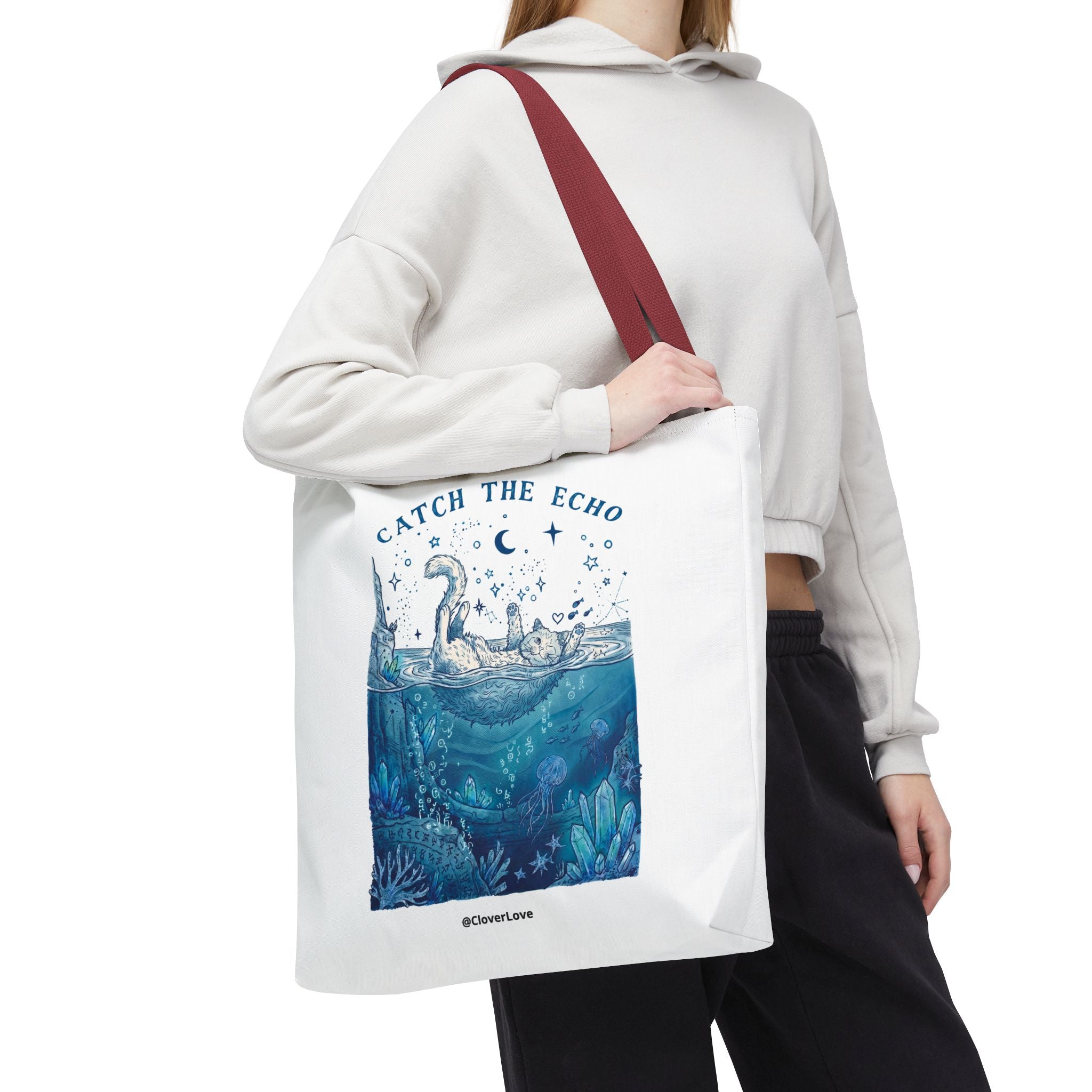 Cat Ocean Adventure Tote Bag | Vintage Underwater Graphic Canvas Bag