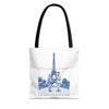 Paris Travel Tote Bag | Vintage Eiffel Tower Couple Canvas Bag