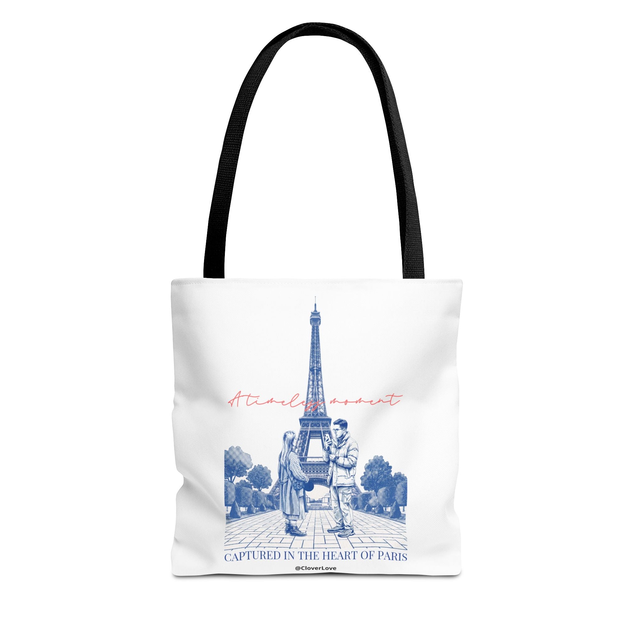 Paris Travel Tote Bag | Vintage Eiffel Tower Couple Canvas Bag