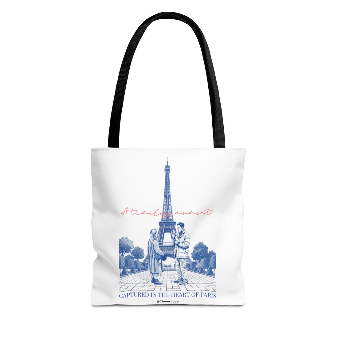 Paris Travel Tote Bag | Vintage Eiffel Tower Couple Canvas Bag